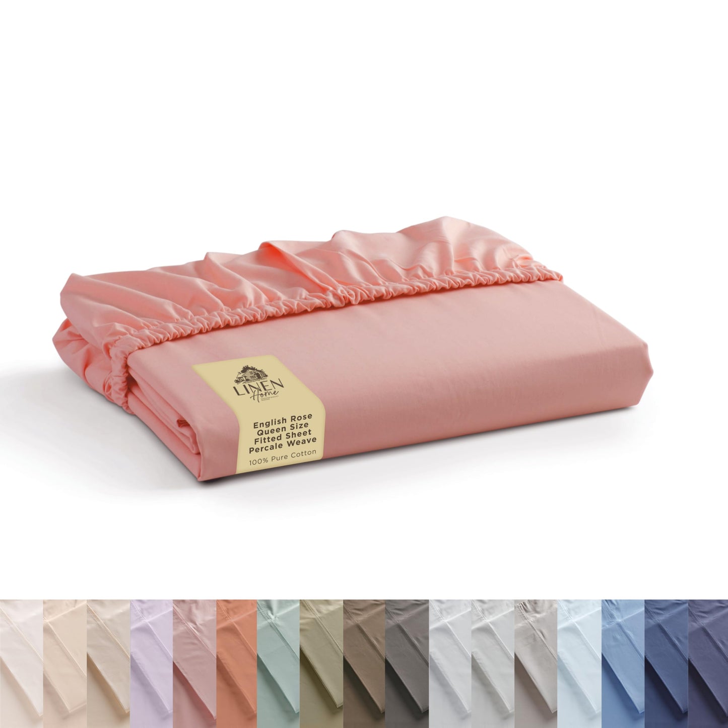 Linen Home 100% Cotton Percale Weave Fitted Sheet, Twin Size, Silver, 1 Deep Pocket Fitted Sheet, Fits Mattress Upto 16" Crisp and Cool Strong Bed Linen, 39"X75"+15"