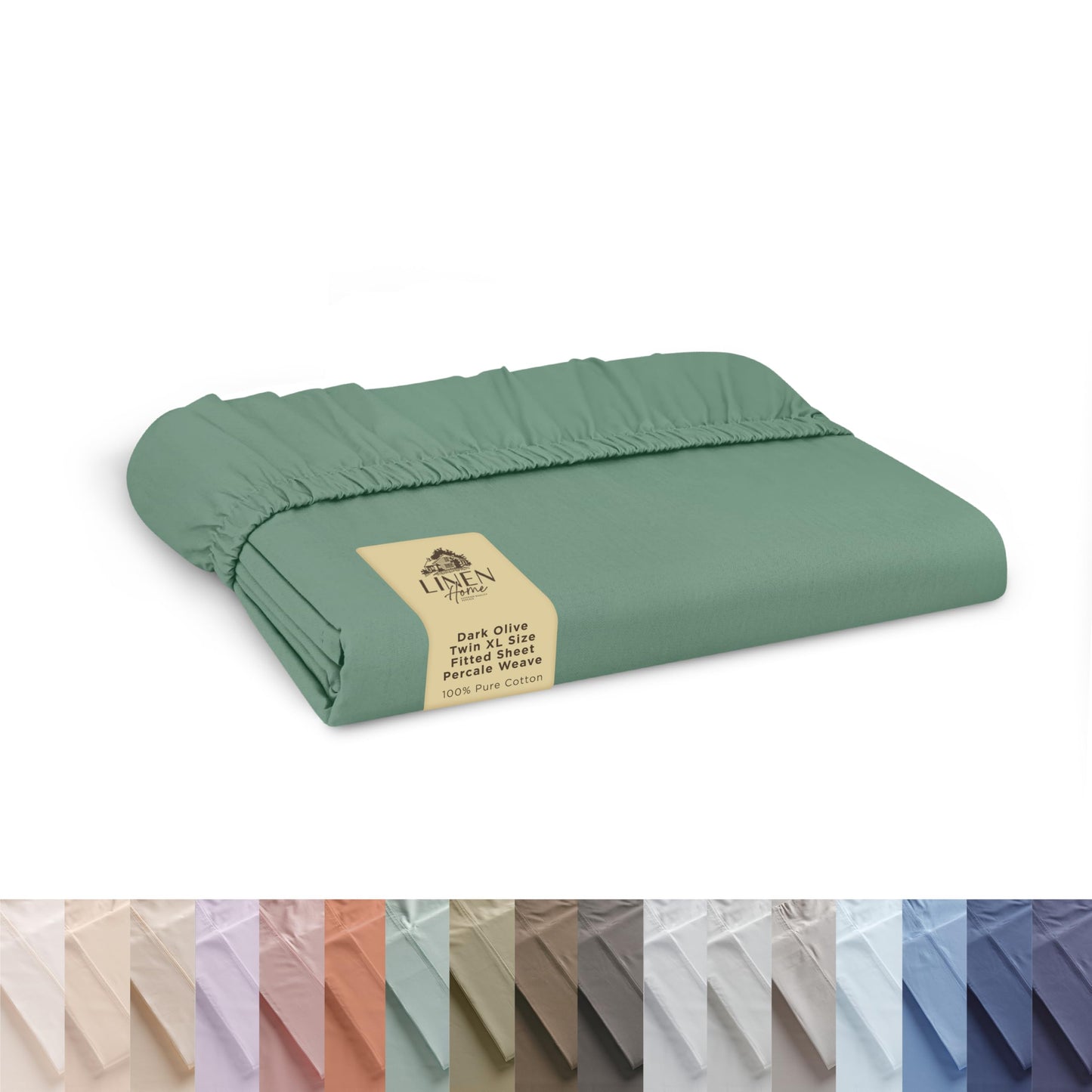 Linen Home 100% Cotton Percale Weave Fitted Sheet, Full Size, Charcoal, 1 Deep Pocket Fitted Sheet, Fits Mattress Upto 16" Crisp and Cool Strong Bed Linen, 54"X75"+15"