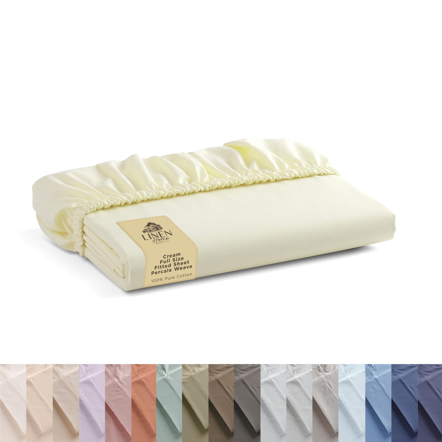 Linen Home 100% Cotton Percale Weave Fitted Sheet, Twin Size, Silver, 1 Deep Pocket Fitted Sheet, Fits Mattress Upto 16" Crisp and Cool Strong Bed Linen, 39"X75"+15"