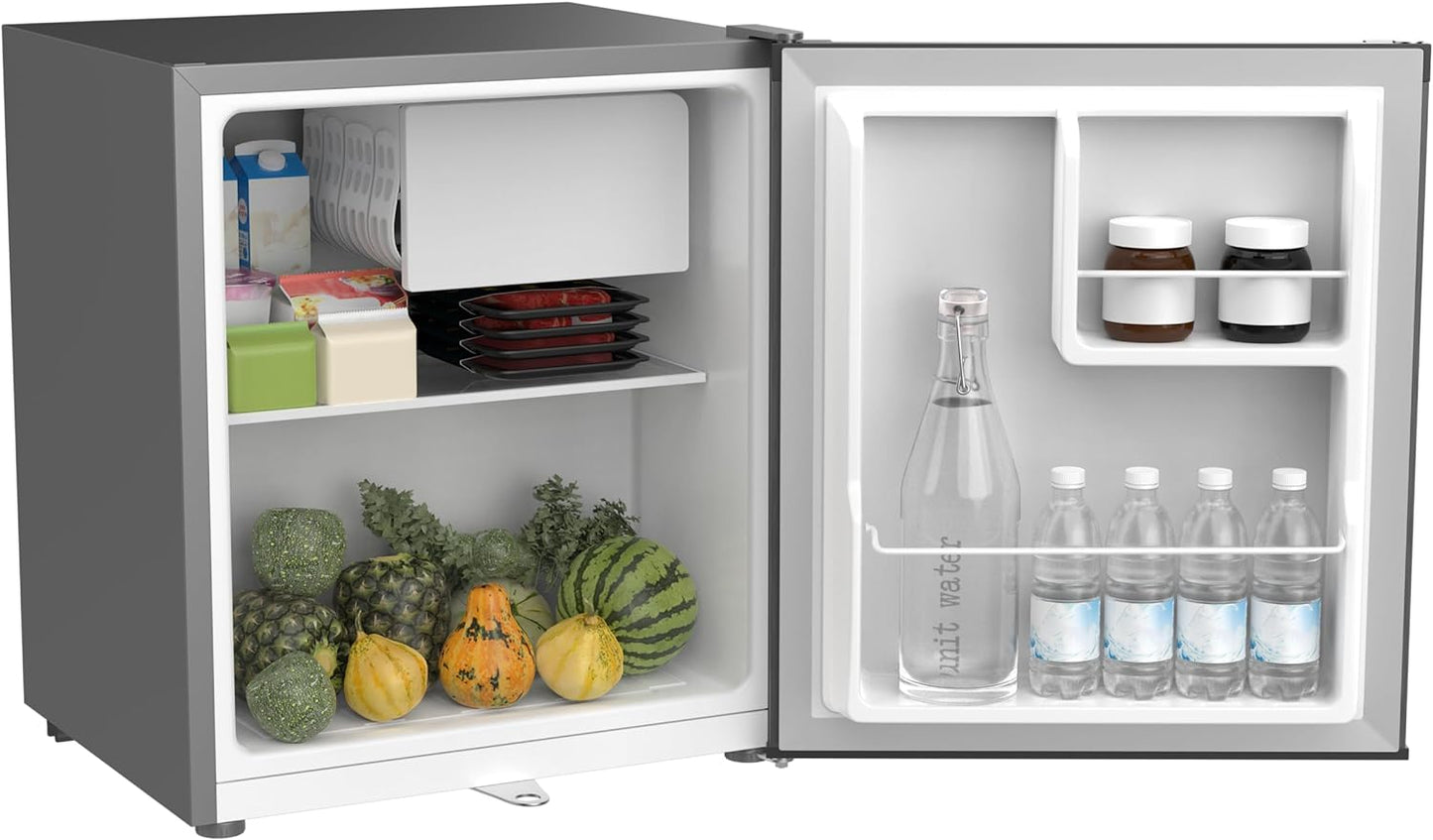 KROME 60L Gross, Single Door Compact Refrigerator, Energy Class A+, Reversible Door, Mini Fridge Suitable for Kitchen, Bedroom Office & Minibar, INOX Color, 5 Year Compressor Warranty- KR-RDC60H