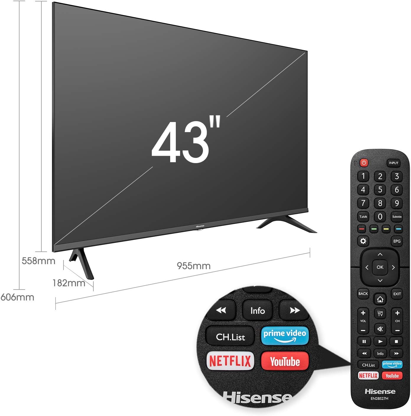 Hisense 43 Inch TV FHD Smart TV With Netflix Youtube Prime Video Dolyby Audio & Bezelless Design Model - 43S4 (2022-23)
