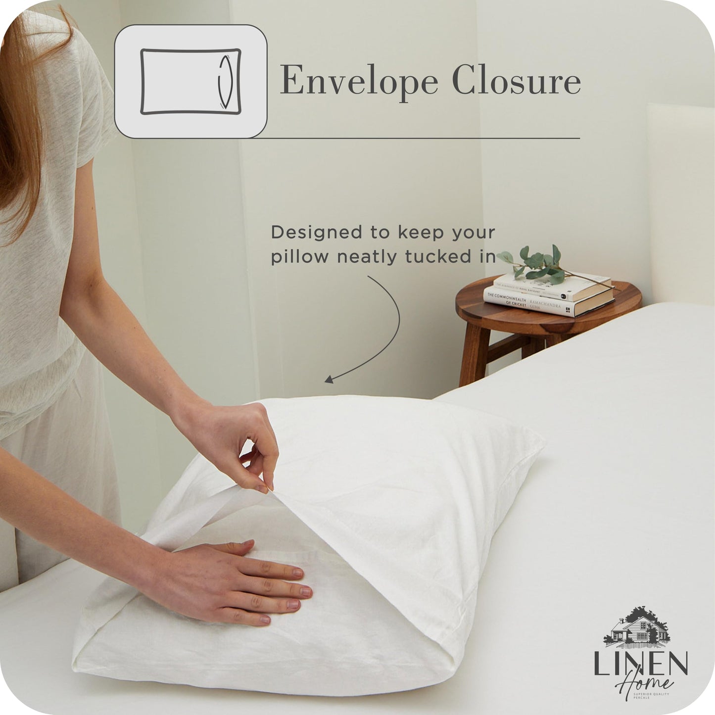 Linen Home Washed Cotton Percale Twin Sheet Set, Charcoal, Preshrunk, 3 Pieces Sets - 1 Flat, 1 Deep Pocket Fitted Sheet & 1 Envelope Closure Pillowcase, Soft, Cool and Comfortable Bed Linen