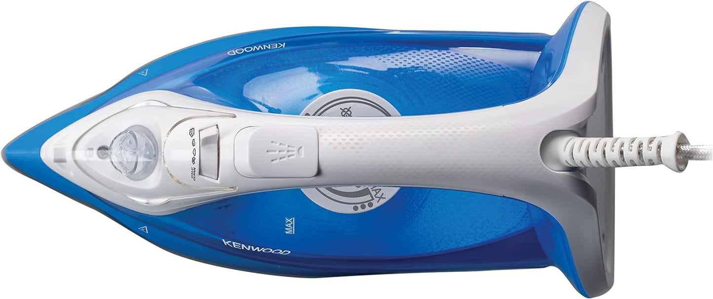 Kenwood Steam Iron 2200W with Ceramic Soleplate, Anti-Drip, Anti-Calc, Self Clean, Continuous Steam, Burst, Spray Function STP60.000WB White/Blue
