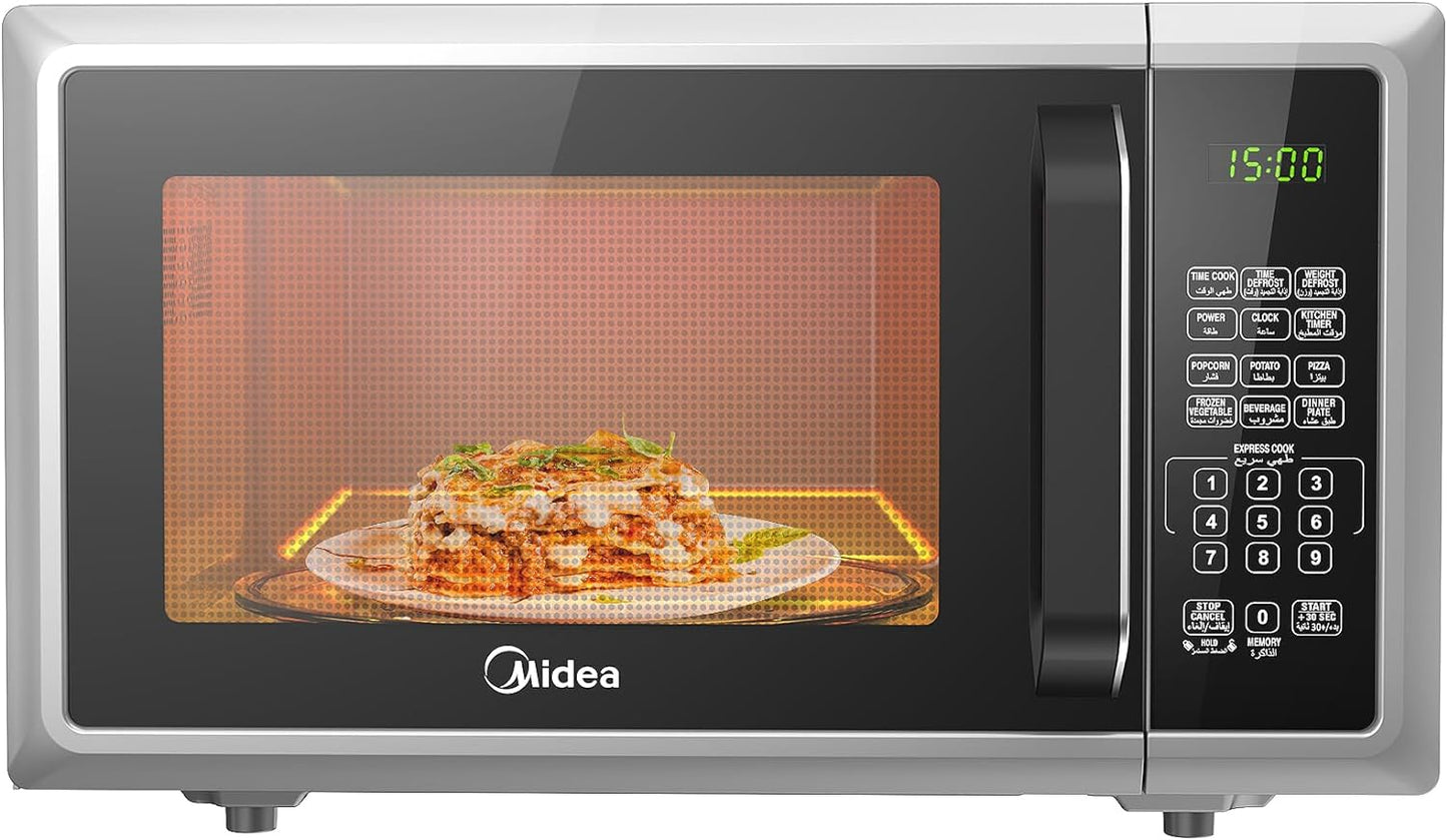 Midea 29L 2-in-1 Microwave Oven with Grill, Digital Touch Control, Child-Safety-Lock, 11 Pre-programmed Menus, LED Display, Grilling Roasting & Cooking Functions, Full Glass Finish - EG9P032MX