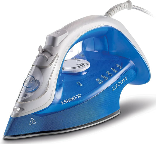 Kenwood Steam Iron 2200W with Ceramic Soleplate, Anti-Drip, Anti-Calc, Self Clean, Continuous Steam, Burst, Spray Function STP60.000WB White/Blue