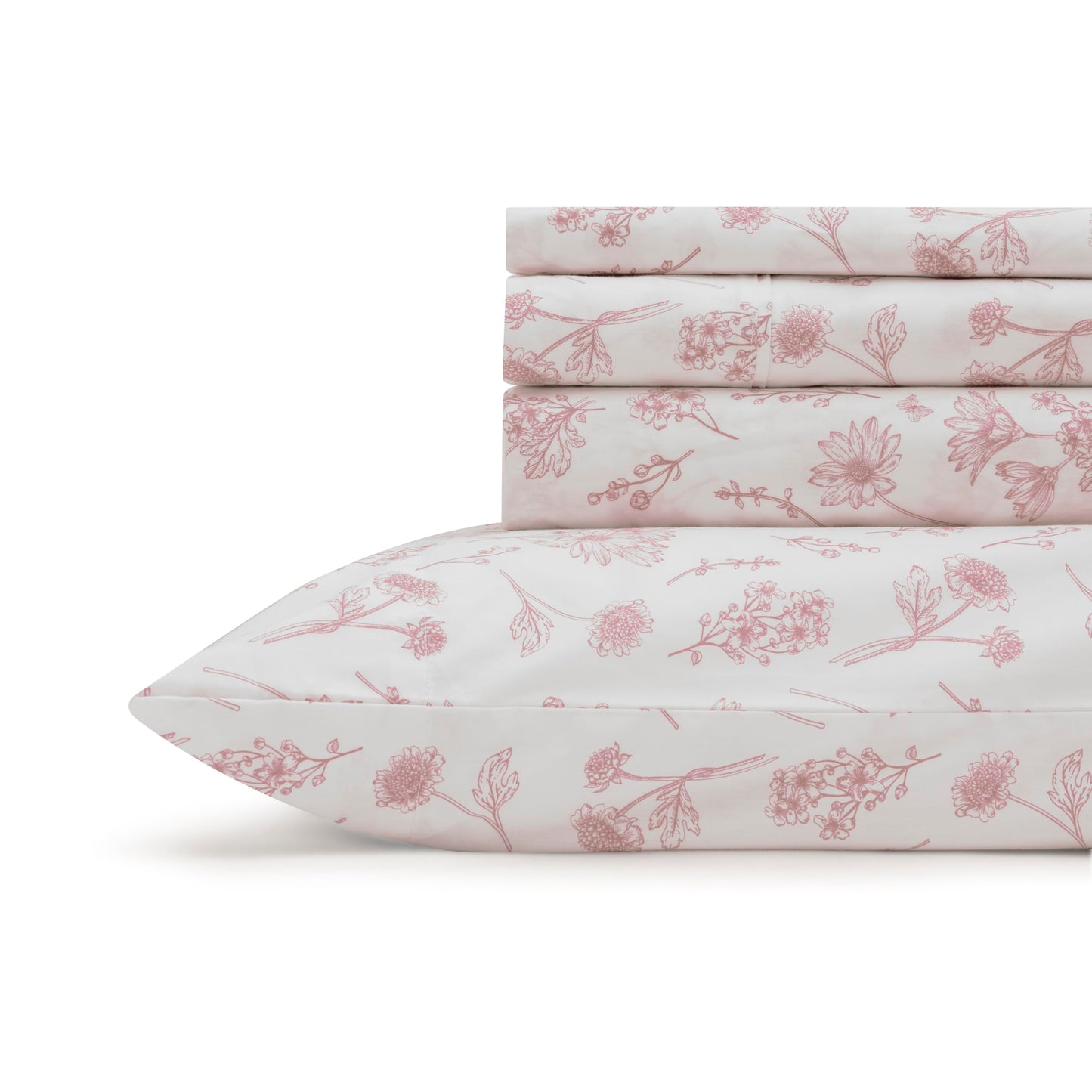 Linen Home 100% Cotton Percale Sheets King Size, White, Deep Pocket, 4 Pieces Set - 1 Flat, 1 Deep Pocket Fitted Sheet and 2 Pillowcases, Crisp Cool and Strong Bed Linen