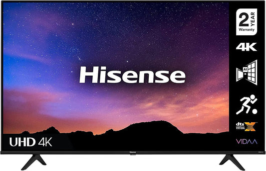 Hisense 43 Inch TV 4K UHD Smart TV, With Dolby Vision HDR, DTS Virtual X, YouTube, Netflix, Freeview Play & Alexa Built-in, Bluetooth & WiFi Black Model 43A61GTUK -1 Year Full Warranty.