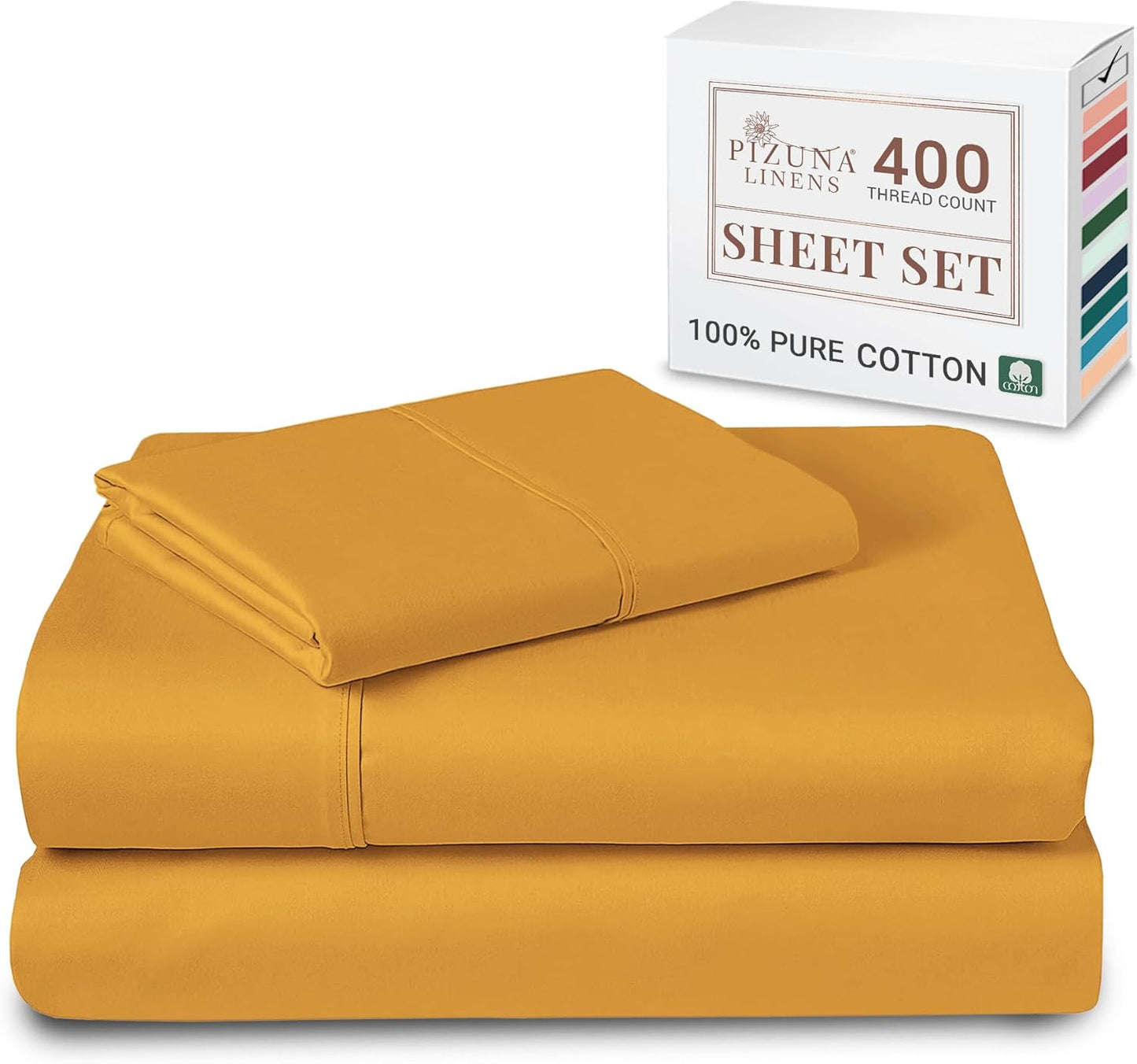 100% Cotton Sheets Full Size, Luxurious 400 Thread Count Long Staple Cotton Sateen Sheets with 15inch Deep Pocket (Combed Silver Sheet Full)