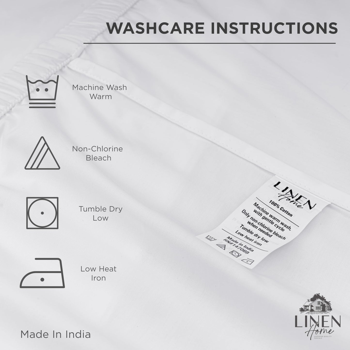 Linen Home 100% Cotton Percale Weave Fitted Sheet, Twin Size, Silver, 1 Deep Pocket Fitted Sheet, Fits Mattress Upto 16" Crisp and Cool Strong Bed Linen, 39"X75"+15"