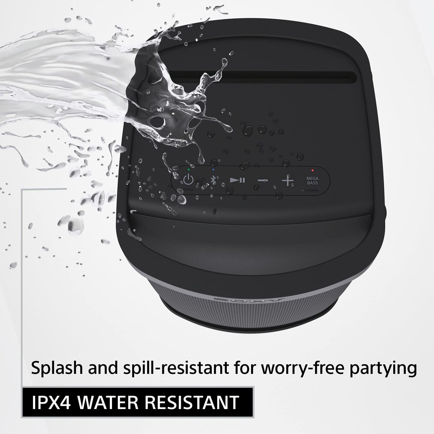 Sony SRS-XP500 Portable Wireless Bluetooth Party Speaker (Karaoke/Guitar Input, IPX4 Splashproof Protection,20hrs Battery,Ambient Light,USB Play & Charge,Quick Charge, Power bank)