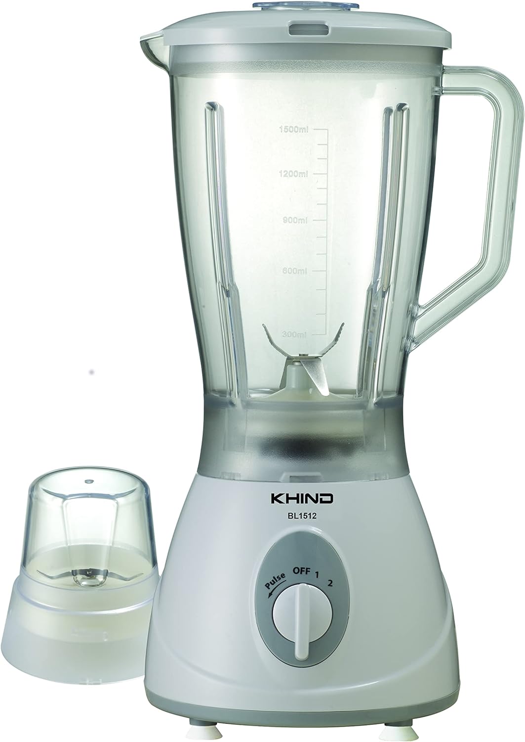 KHIND 330W Blender, 1.5L Jar, 2 Speed, Jar Safety Locking Mechanism, Compact and Sleek Design with Safety Switch, Powerful and Durable Motor, Rust-Free Stainless Steel Blades, Black and White - BL1542