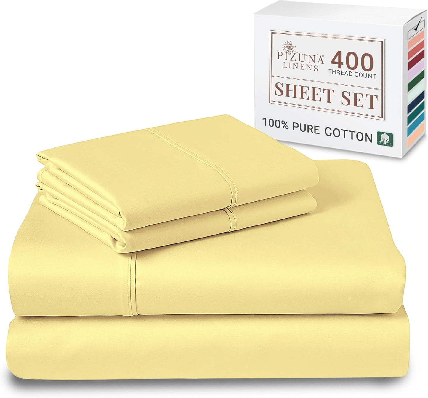 100% Cotton Sheets Full Size, Luxurious 400 Thread Count Long Staple Cotton Sateen Sheets with 15inch Deep Pocket (Combed Silver Sheet Full)