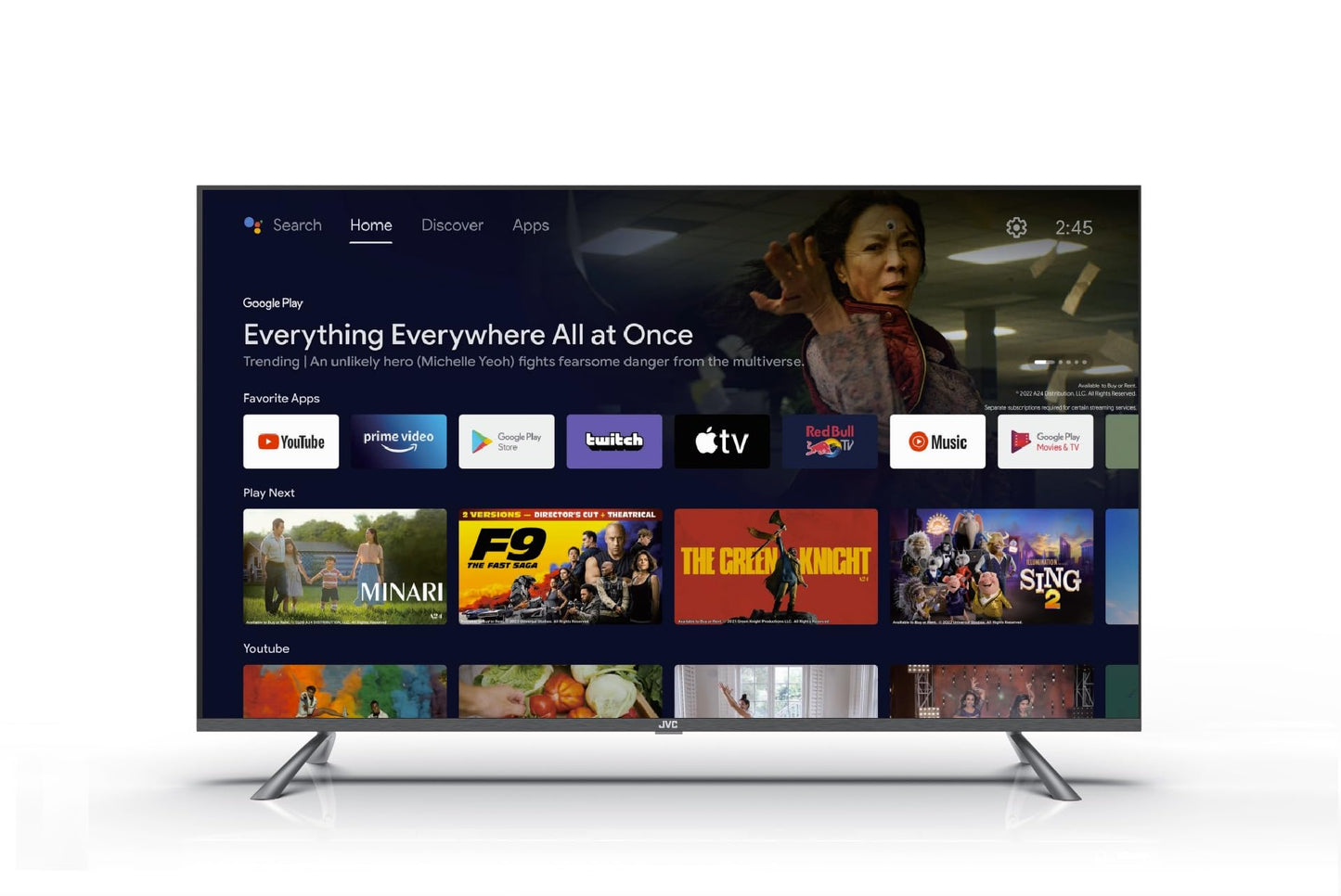 JVC 75 Inch Edgeless 4K QLED Official Google Certified Android Smart TV With Dolby Vision Atmos, Chrome Cast Built In and "OK GOOGLE" Voice Remote - LT-75NQ7115