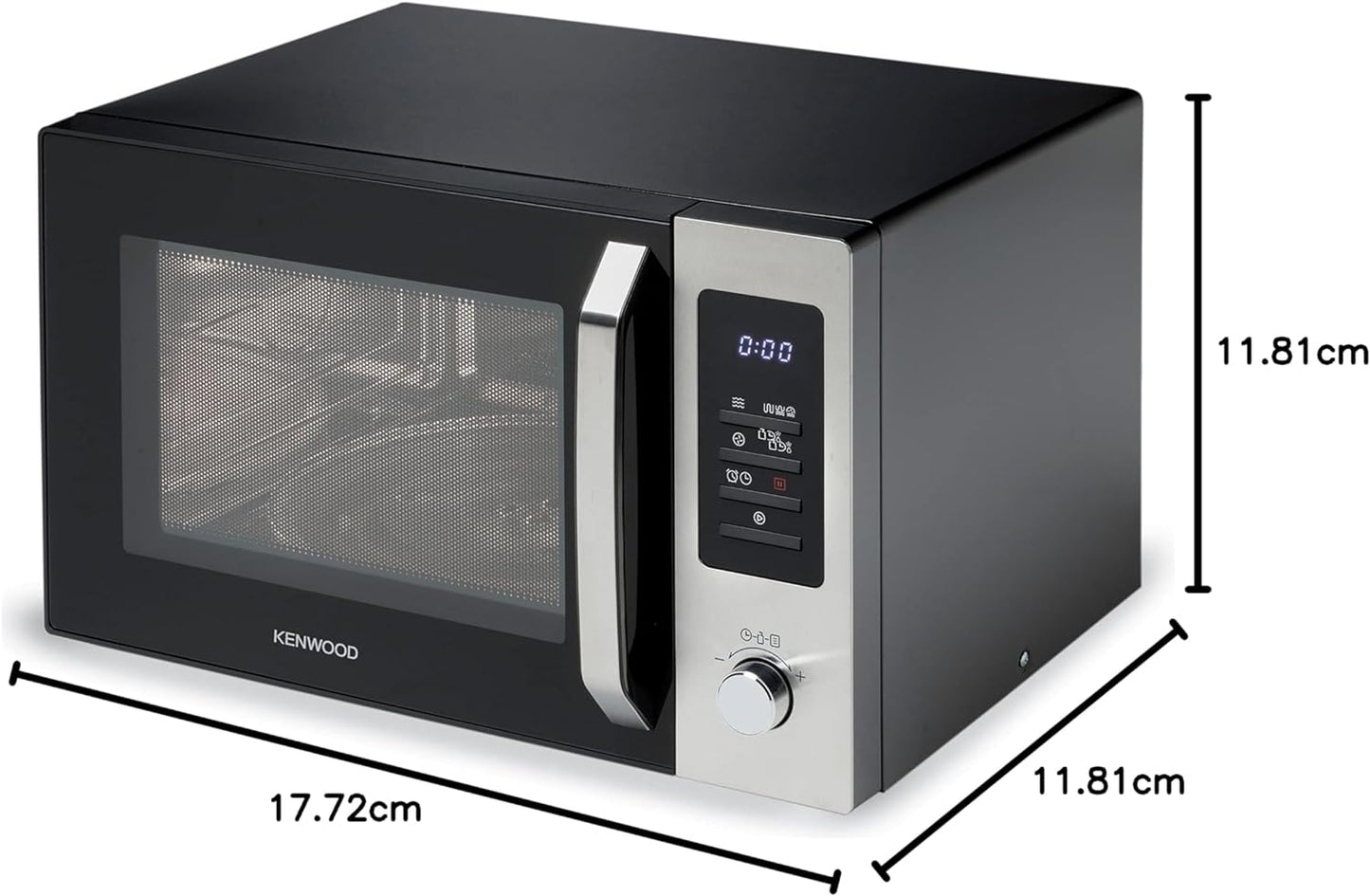 KENWOOD 30L Microwave Oven with Grill, Convection, Digital Display, 5 Power Levels, Defrost Function, Stainless Steel, Auto Menu, 95 Minutes Timer, Clock Function 900W MWM31.000BK Black/Silver