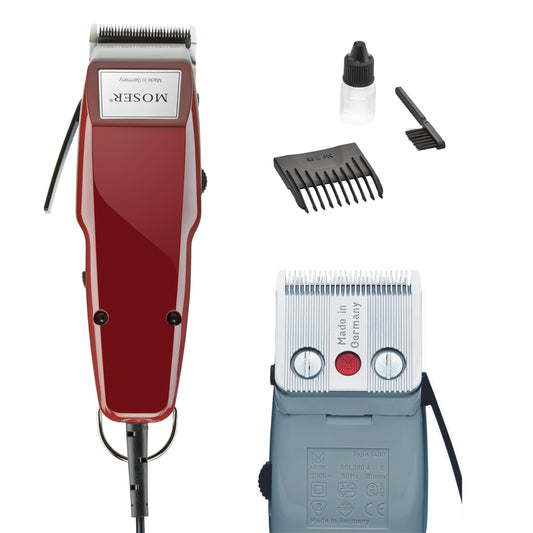Moser Professional Corded Hair Clipper, Professional Hair Clipper for Men, Stainless Steel Blade, Multiclick Cutting Length Adjustment, Powerful Motor (1400-0150)