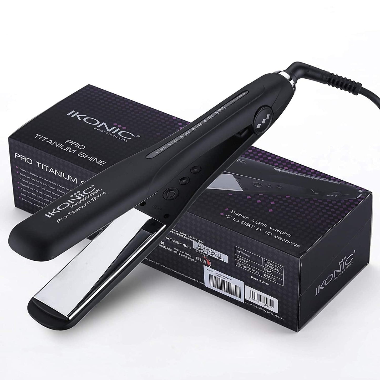 Ikonic Professional Pro Titanium Shine Straightener - Black