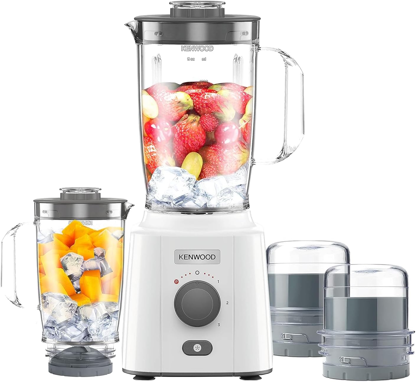 Kenwood Blender 2.0 L Jar 650 Watts With 2 Mill And 1 Extra Jar, White, Blp406Wh