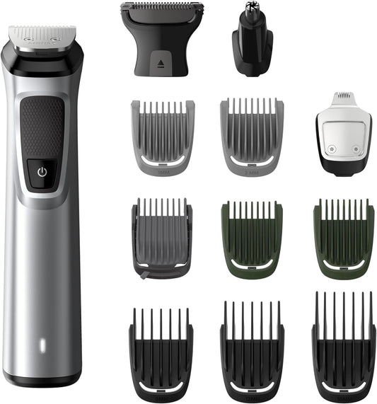 Philips Multigroom Series 3000 for Face, 6-in-1 Grooming Kit for beard, moustache, nose & ear hair, cordless, 60 min runtime, 16h full charging time, MG3710/33,Black