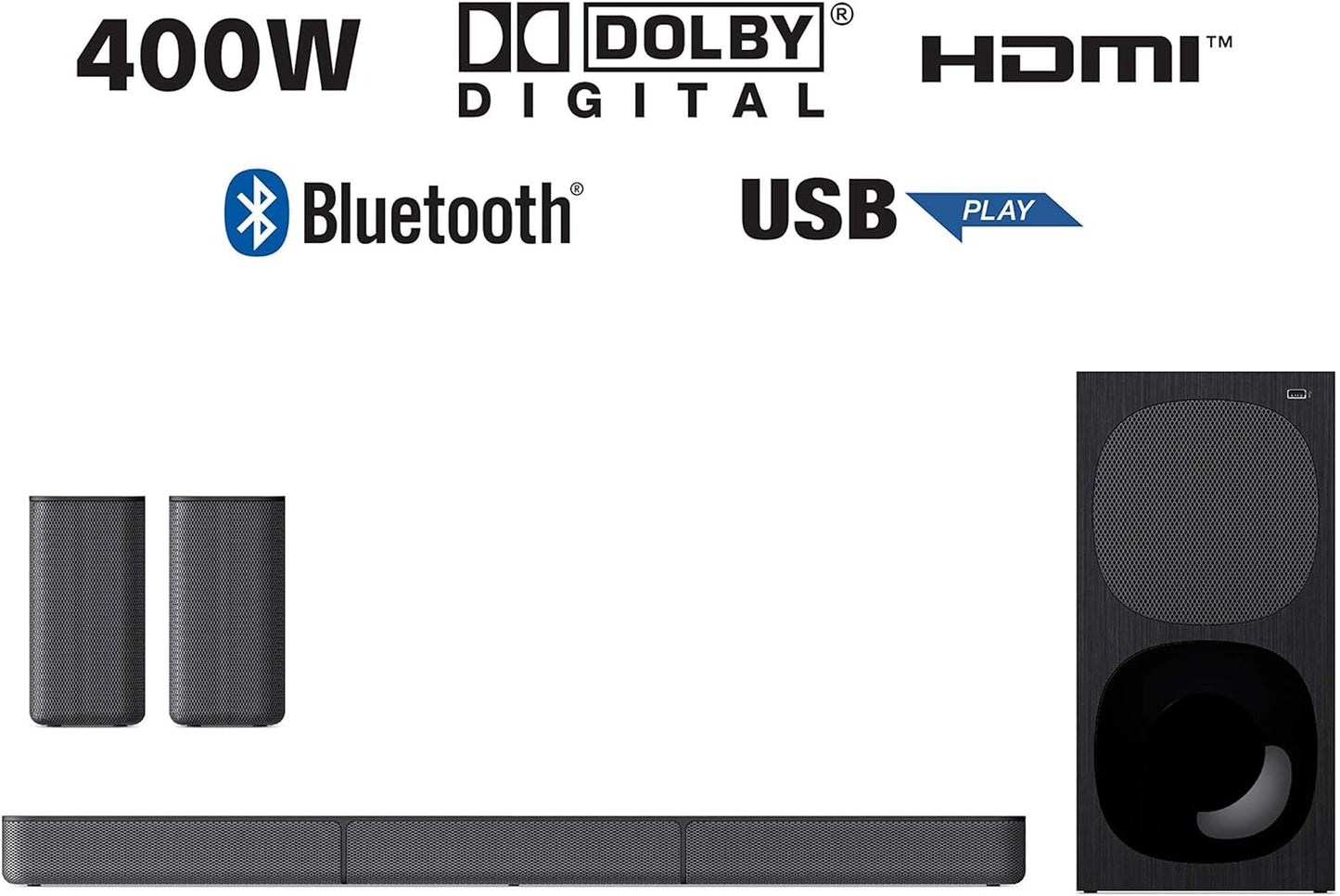 Sony HT-S400 2.1ch Soundbar with Powerful Wireless subwoofer, S-Force PRO Front Surround Sound and Dolby Digital (330W, Wireless Connectivity, Bluetooth)
