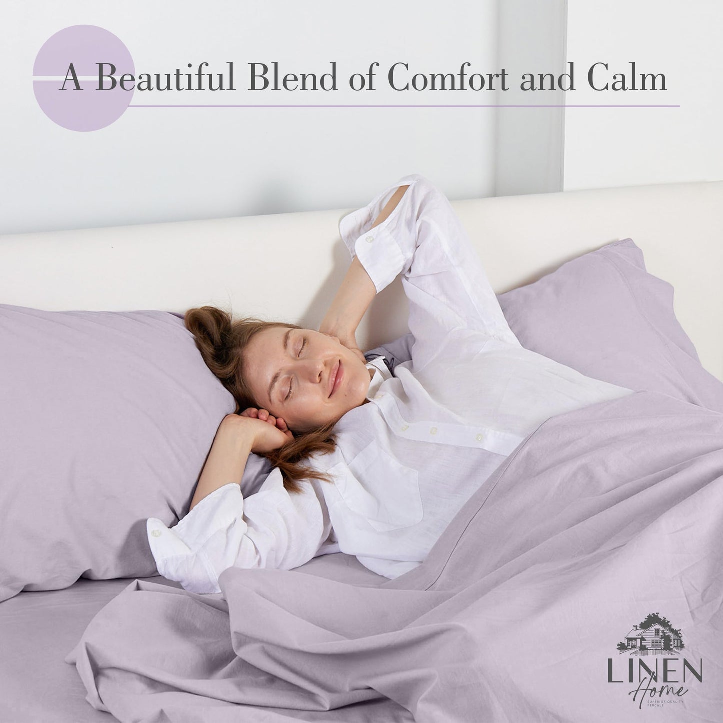 Linen Home Washed Cotton Percale Queen Sheet Set, Navy Blue, Preshrunk, 4 Pieces Sets - 1 Flat, 1 Deep Pocket Fitted Sheet & 2 Envelope Closure Pillowcases, Soft, Cool and Comfortable Bed Linen