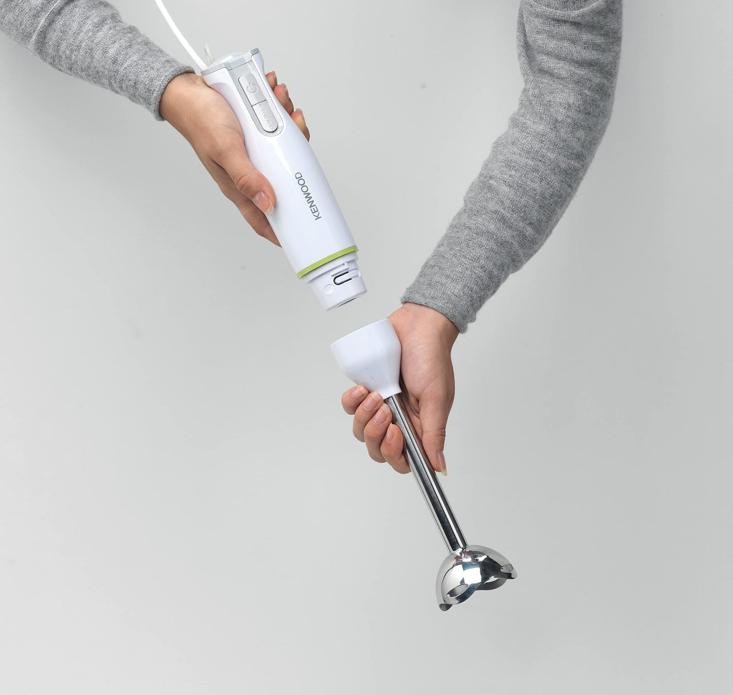 KENWOOD Hand Blender Metal Wand 600W Stick with Graduated Beaker, Turbo Function, Removable for Easy Cleaning HBM02.001WH White/Silver