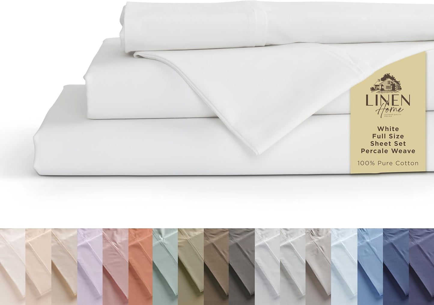 Linen Home 100% Cotton Percale Sheets Twin XL Size, Charcoal, Deep Pocket, 3 Pieces Set - 1 Flat, 1 Deep Pocket Fitted Sheet and 1 Pillowcase, Crisp Cool and Strong Bed Linen