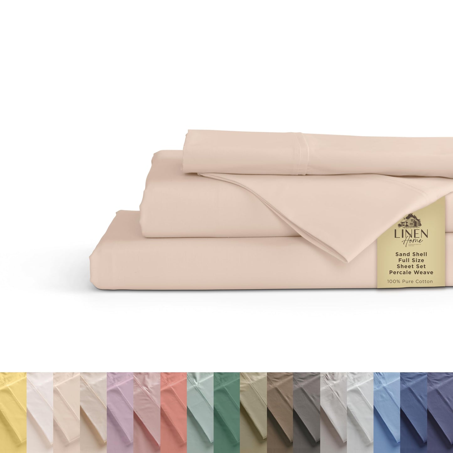 Linen Home 100% Cotton Percale Sheets Twin XL Size, Frosty Green, Deep Pocket, 3 Pieces Set - 1 Flat, 1 Deep Pocket Fitted Sheet and 1 Pillowcase, Crisp Cool and Strong Bed Linen