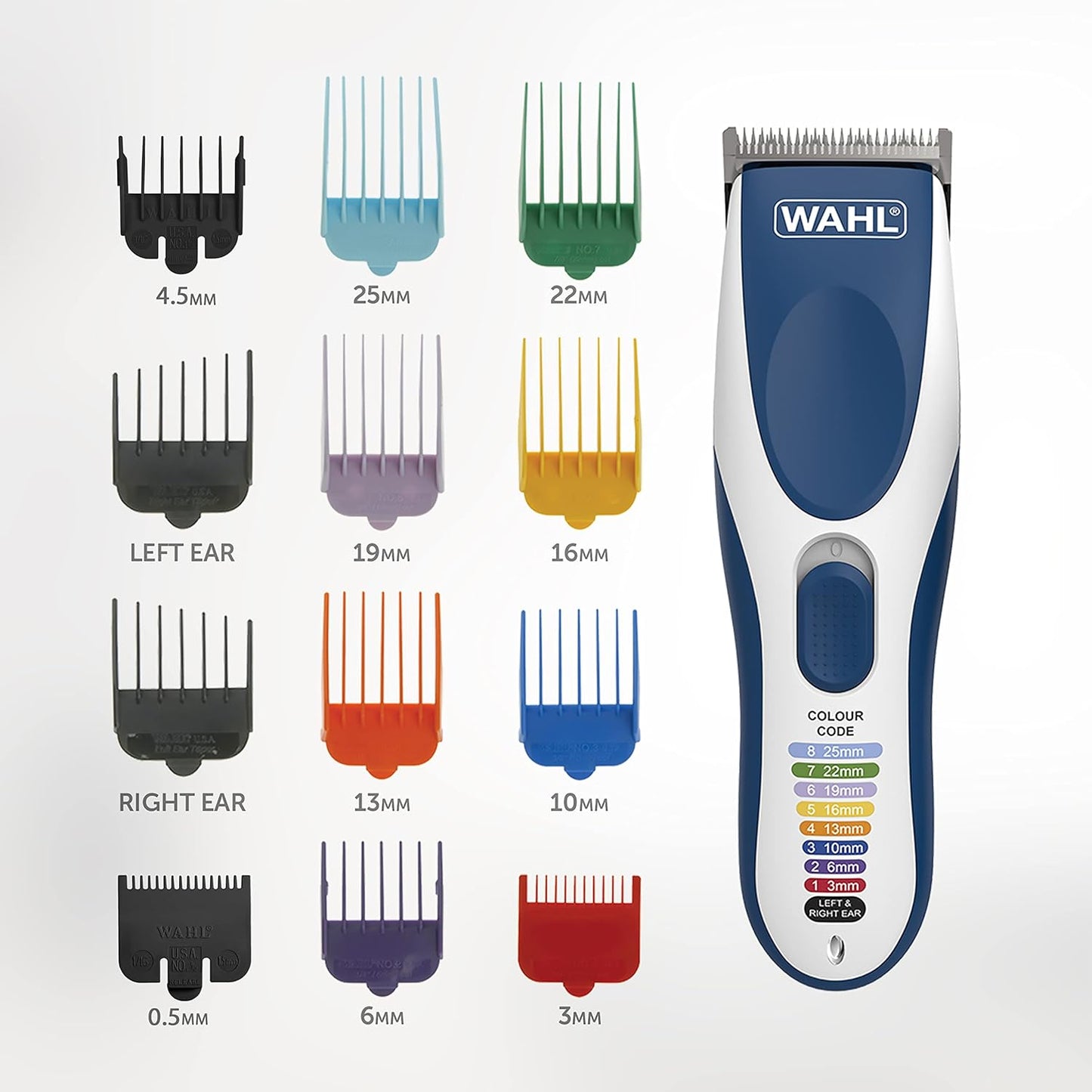 Wahl Colour Pro Cordless Clipper Kit, Soft Hairbrush Neck Duster, 12 Colour Coded Guide Combs, Hair Clippers for Men, Head Shaver, Men's Hair Clippers, Easy Home Haircutting, Family Haircuts
