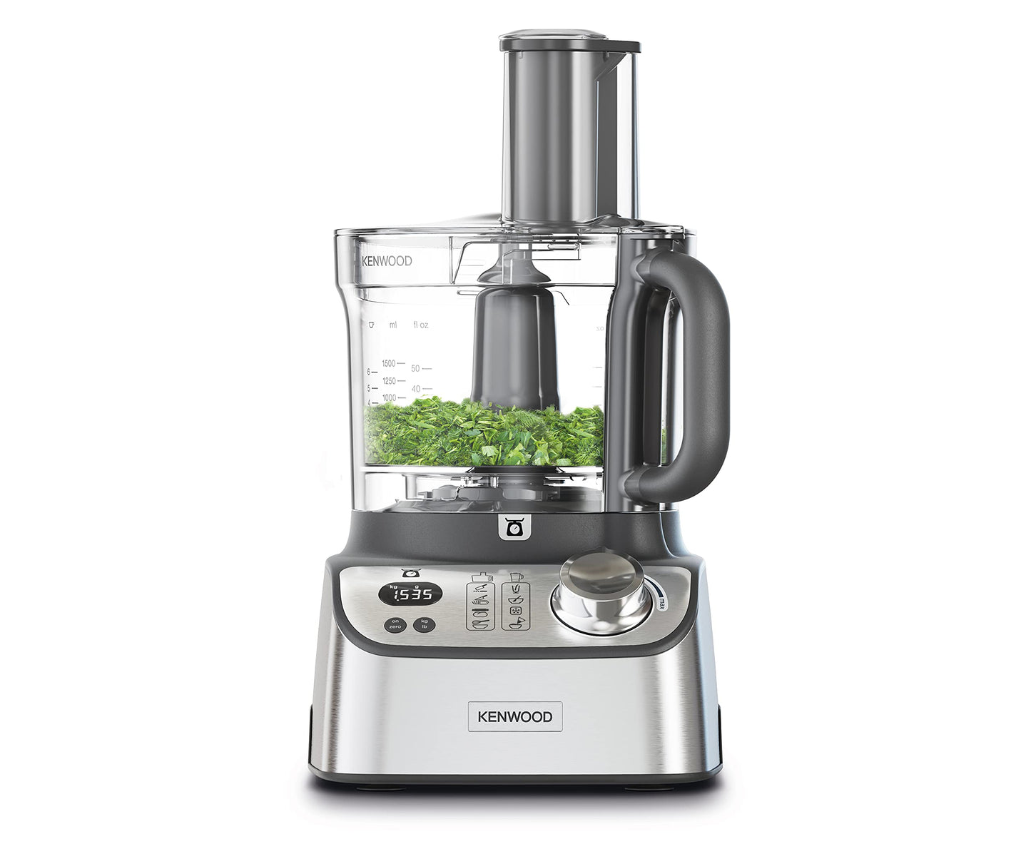 Kenwood Food Processor 1000W With Glass Blender, Glass Mill, Juicer Extractror, Dual Metal Whisk, Dough Maker, Citrus Juicer, Express Serve/Salad Maker, Kitchen Scale/Weighing Tray Fdm71.980Ss Silver
