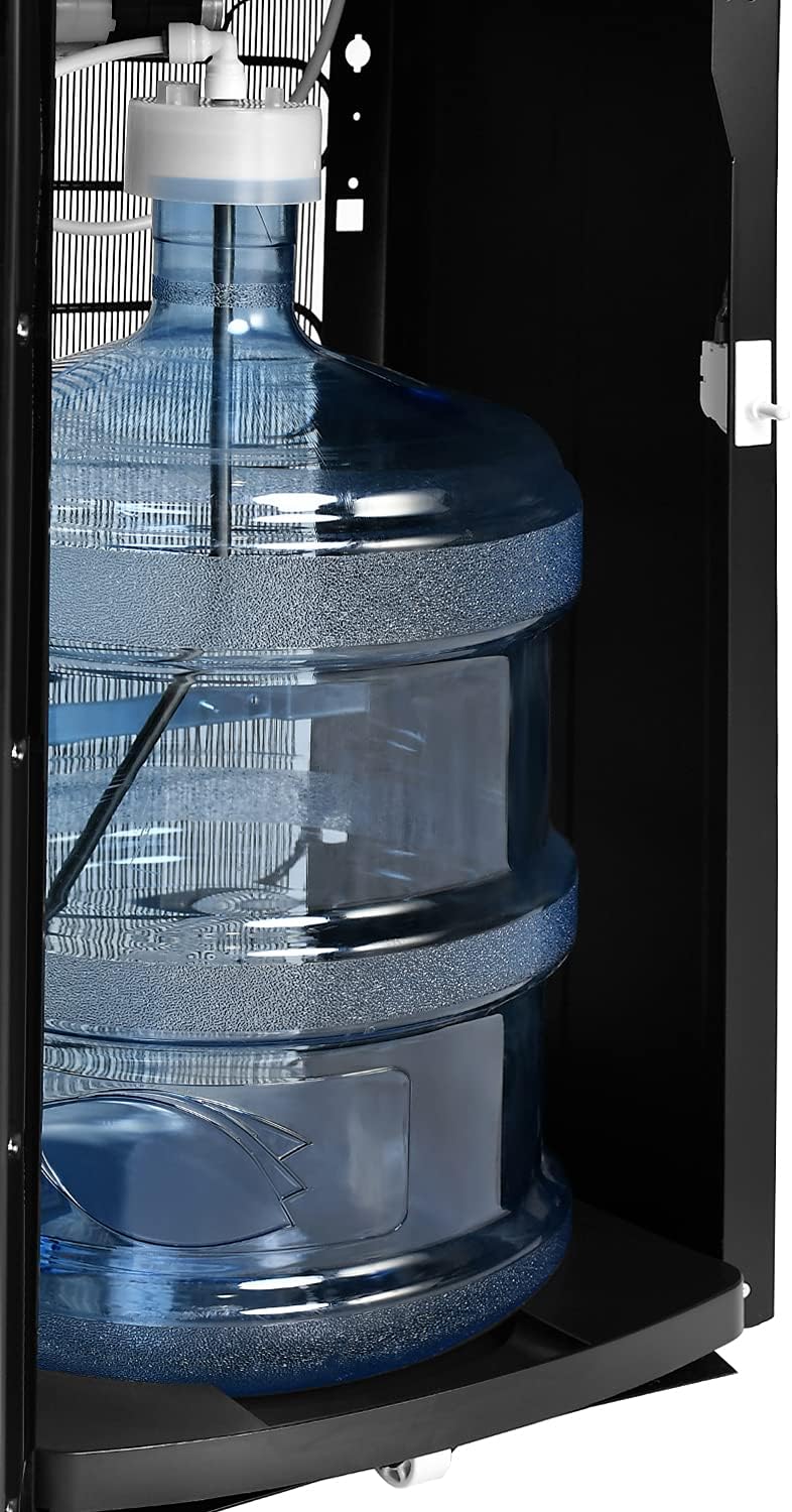 Super General Hot and Cold Water Dispenser, Bottom-Loading Water-Cooler, Instant-Hot-Water, 3 Taps, SGL-2020-BM, Black/Silver, 34 x 35 x 107 cm, 1 Year Warranty