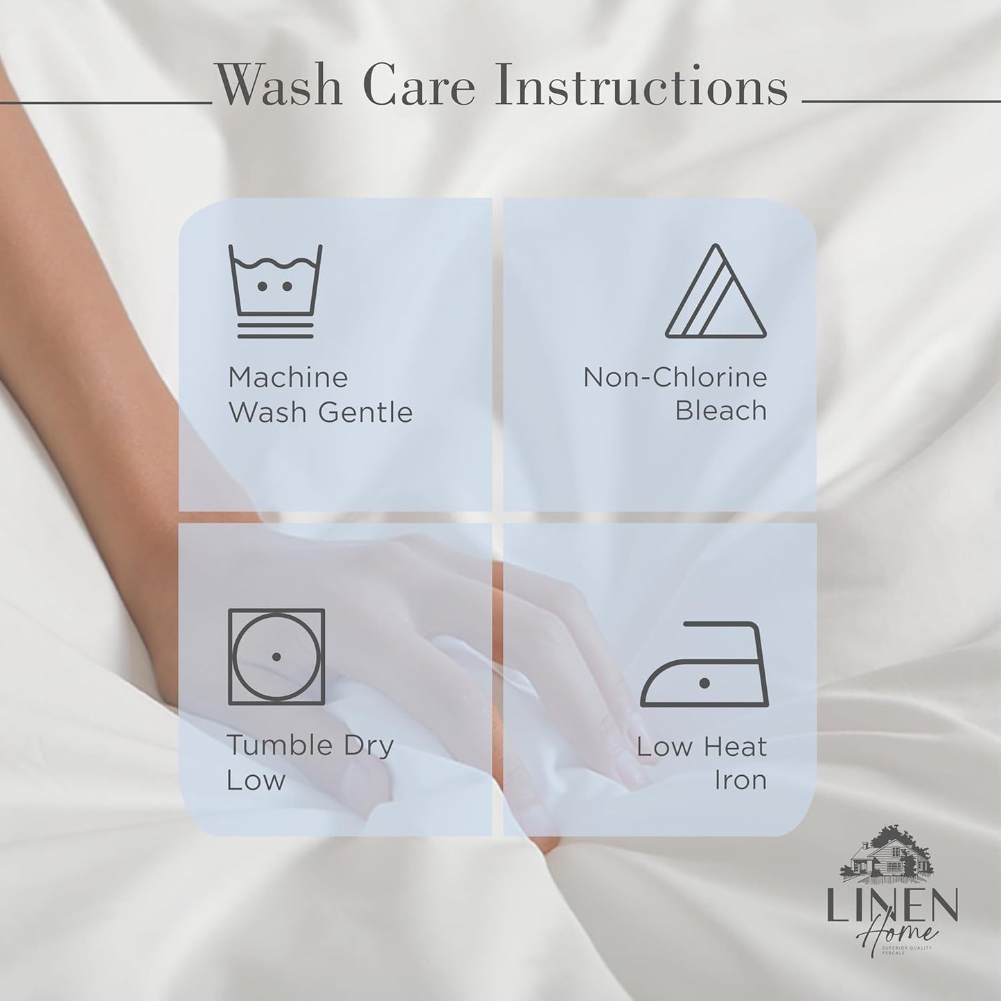 Linen Home 100% Cotton Percale Sheets Full Size, Baby Blue, Deep Pocket, 4 Pieces Set - 1 Flat, 1 Deep Pocket Fitted Sheet and 2 Pillowcases, Crisp Cool and Strong Bed Linen