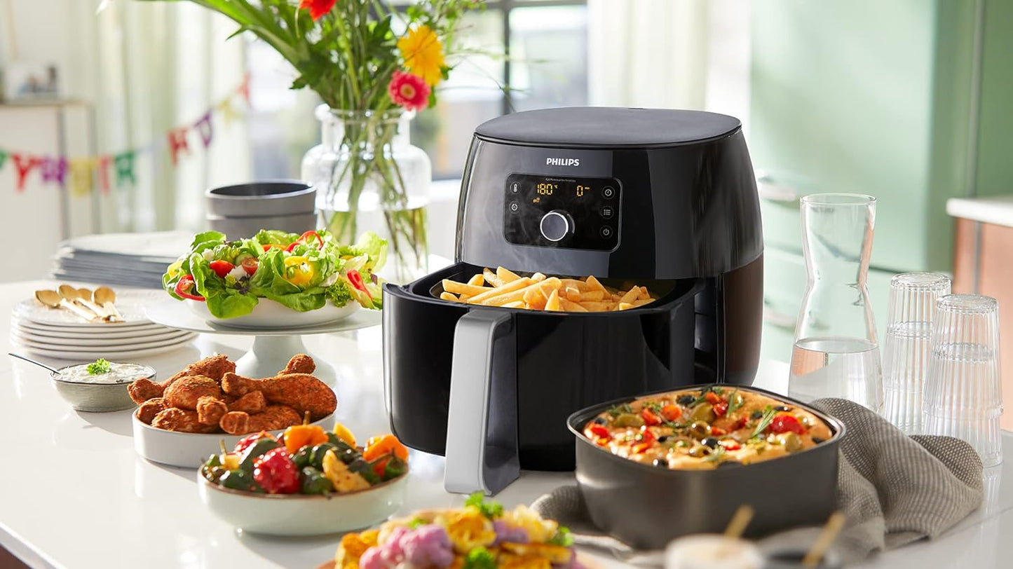 PHILIPS Avance Collection 2200W Air Fryer, with Fat Removal Technology for Healthy Cooking/Baking/Grilling, HD9650/91, Black., 1.4Kg XXL - UAE Version