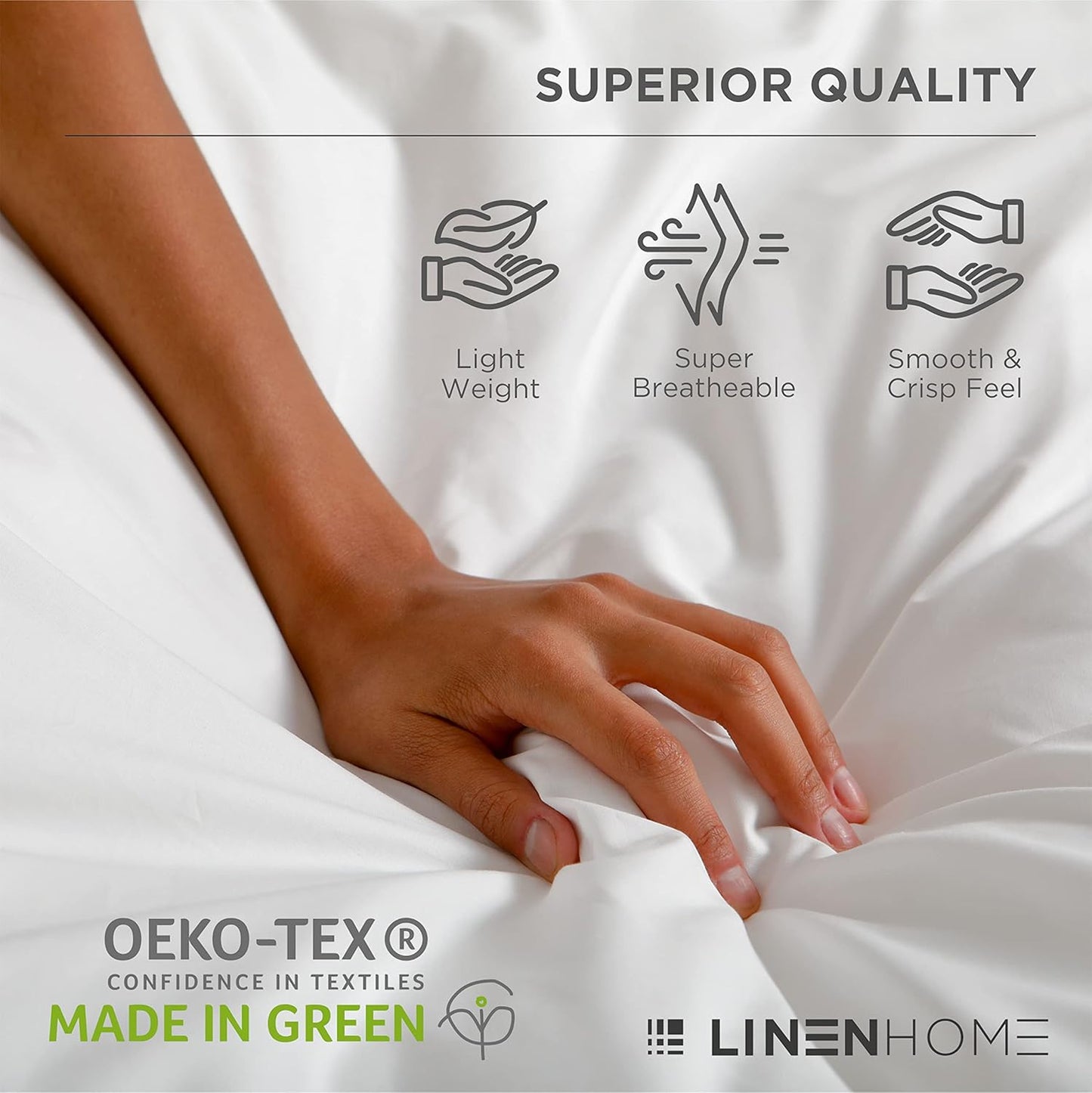 Linen Home 100% Cotton Duvet Cover Set, Full/Queen, Crisp, Cool, Soft & Breathable Duvet Cover with Button Closure, Bed Linen All-Season Luxury, 3 Pieces-1 Duvet Cover & 2 Pillow sham, Pastel Turk