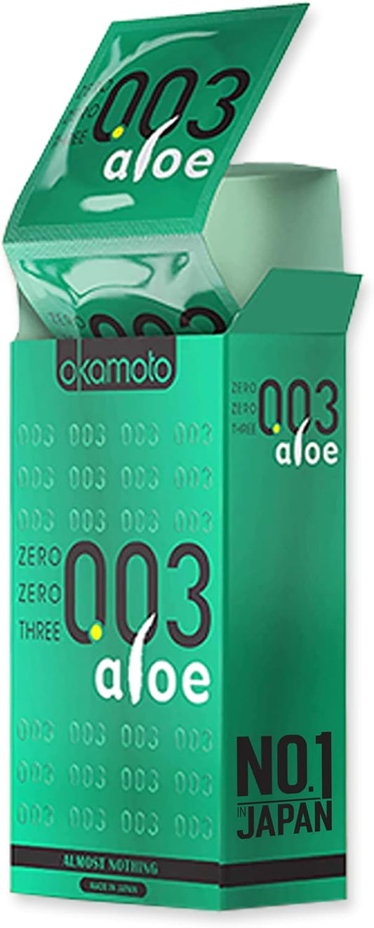 Okamoto 003 Aloe Ultra Thin Condoms, Made in Japan 0.03 mm, Pack of 20
