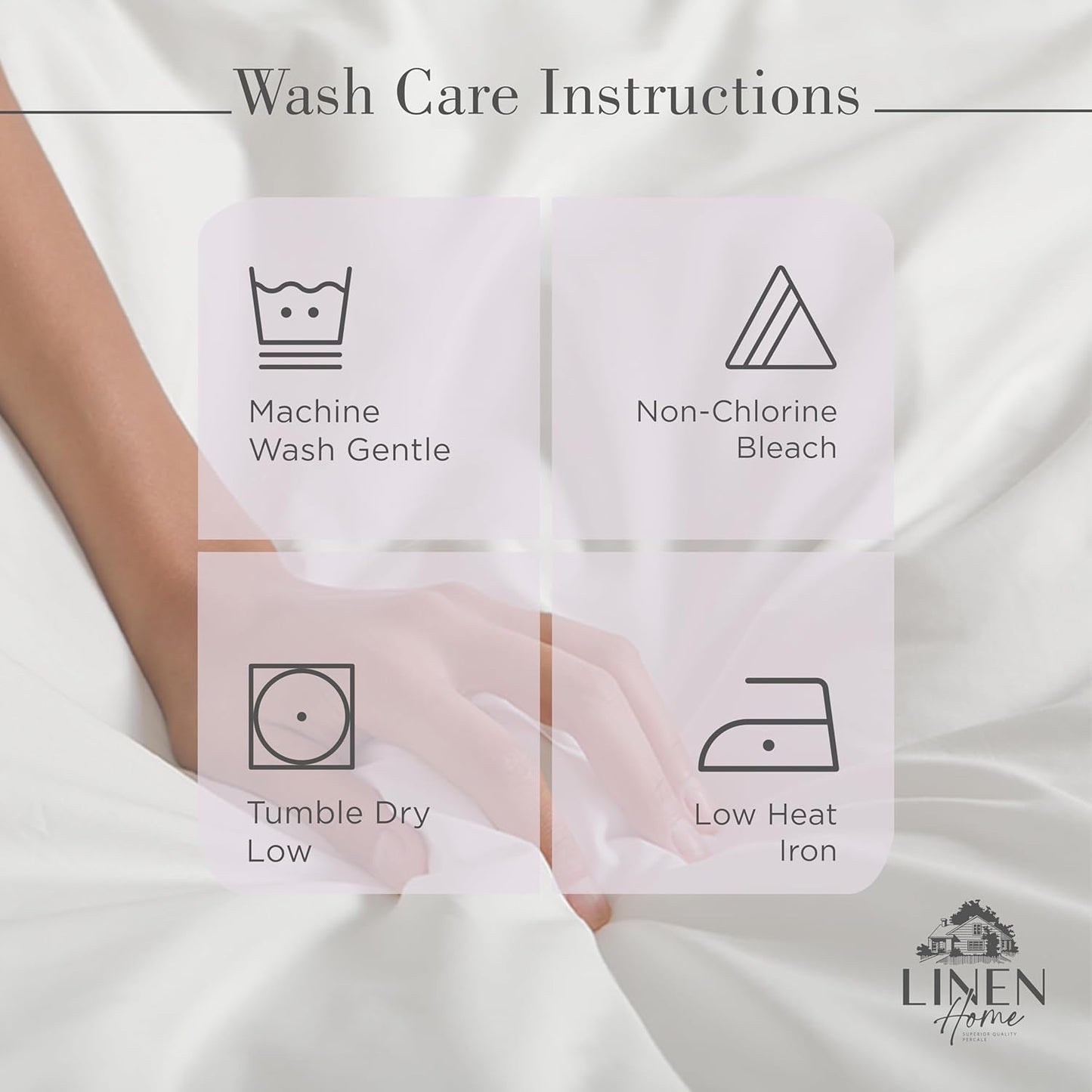 Linen Home 100% Cotton Percale Sheets Queen Size, Iris Lilac, Deep Pocket, 4 Pieces Set - 1 Flat, 1 Deep Pocket Fitted Sheet and 2 Pillowcases, Crisp Cool and Strong Bed Linen