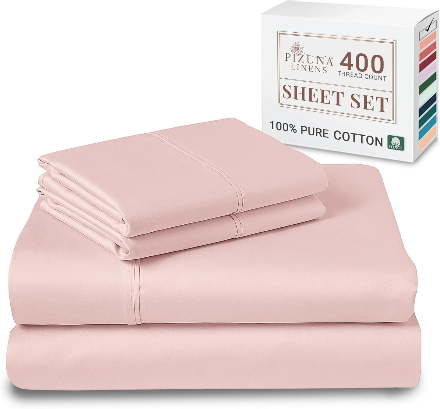 100% Cotton Sheets Full Size, Luxurious 400 Thread Count Long Staple Cotton Sateen Sheets with 15inch Deep Pocket (Combed Silver Sheet Full)