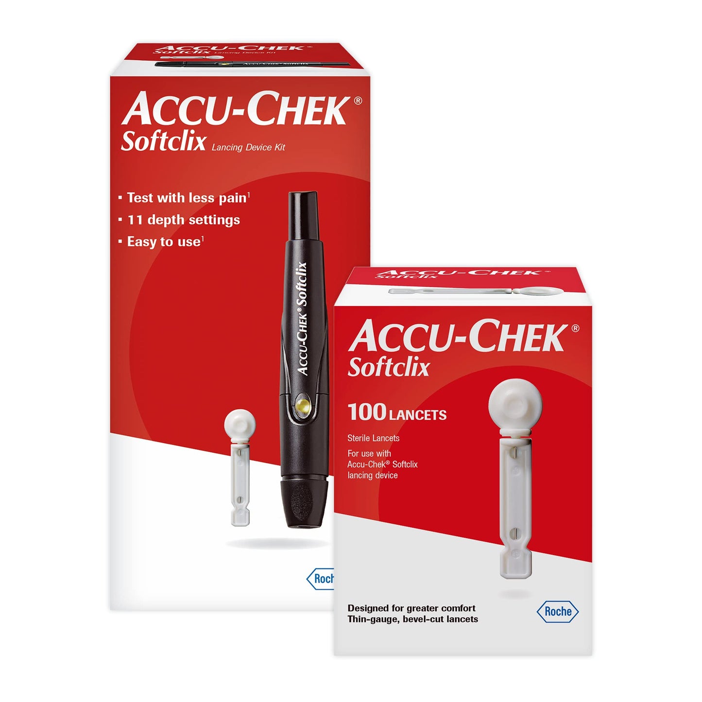 Accu-Chek Softclix Diabetes Lancing Device with 10 Softclix Lancets for Diabetic Blood Glucose Testing (Packaging May Vary)