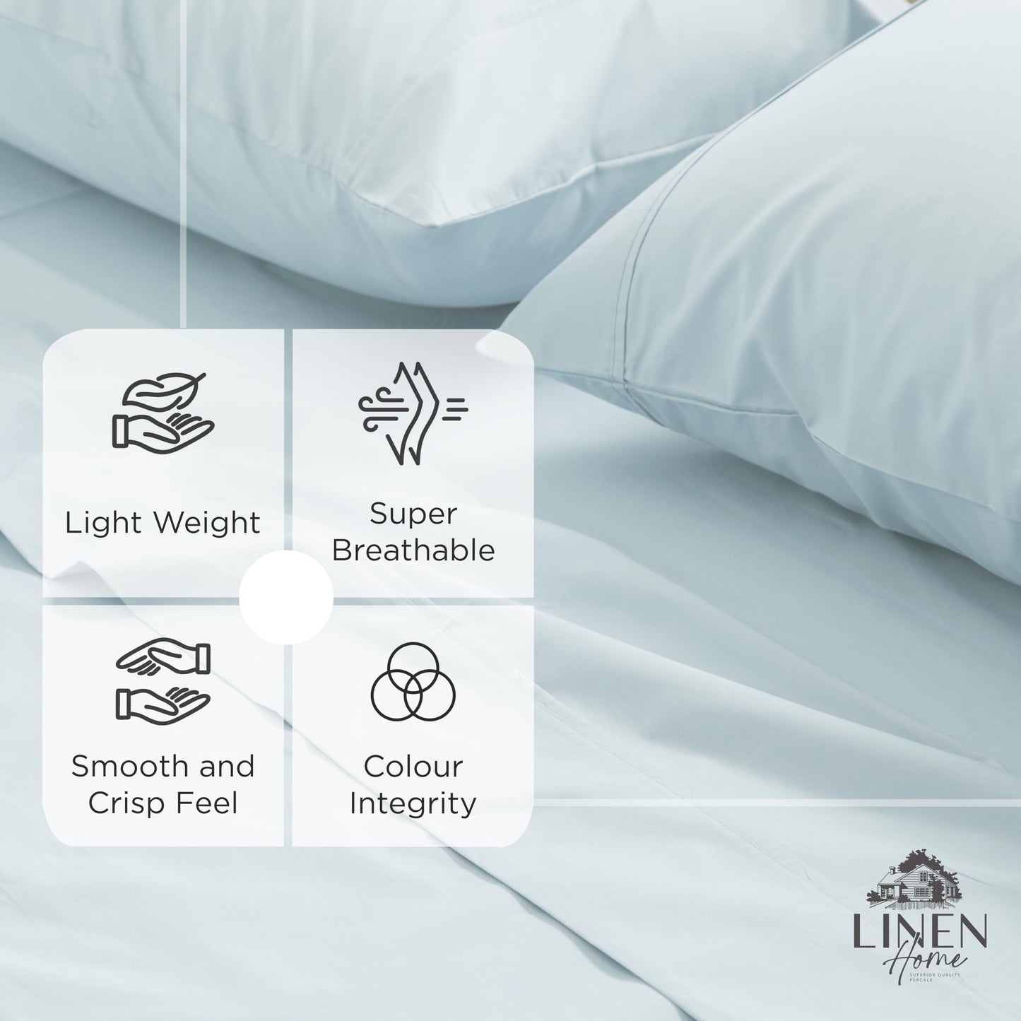 Linen Home 100% Cotton Percale Weave Fitted Sheet, Full Size, Charcoal, 1 Deep Pocket Fitted Sheet, Fits Mattress Upto 16" Crisp and Cool Strong Bed Linen, 54"X75"+15"
