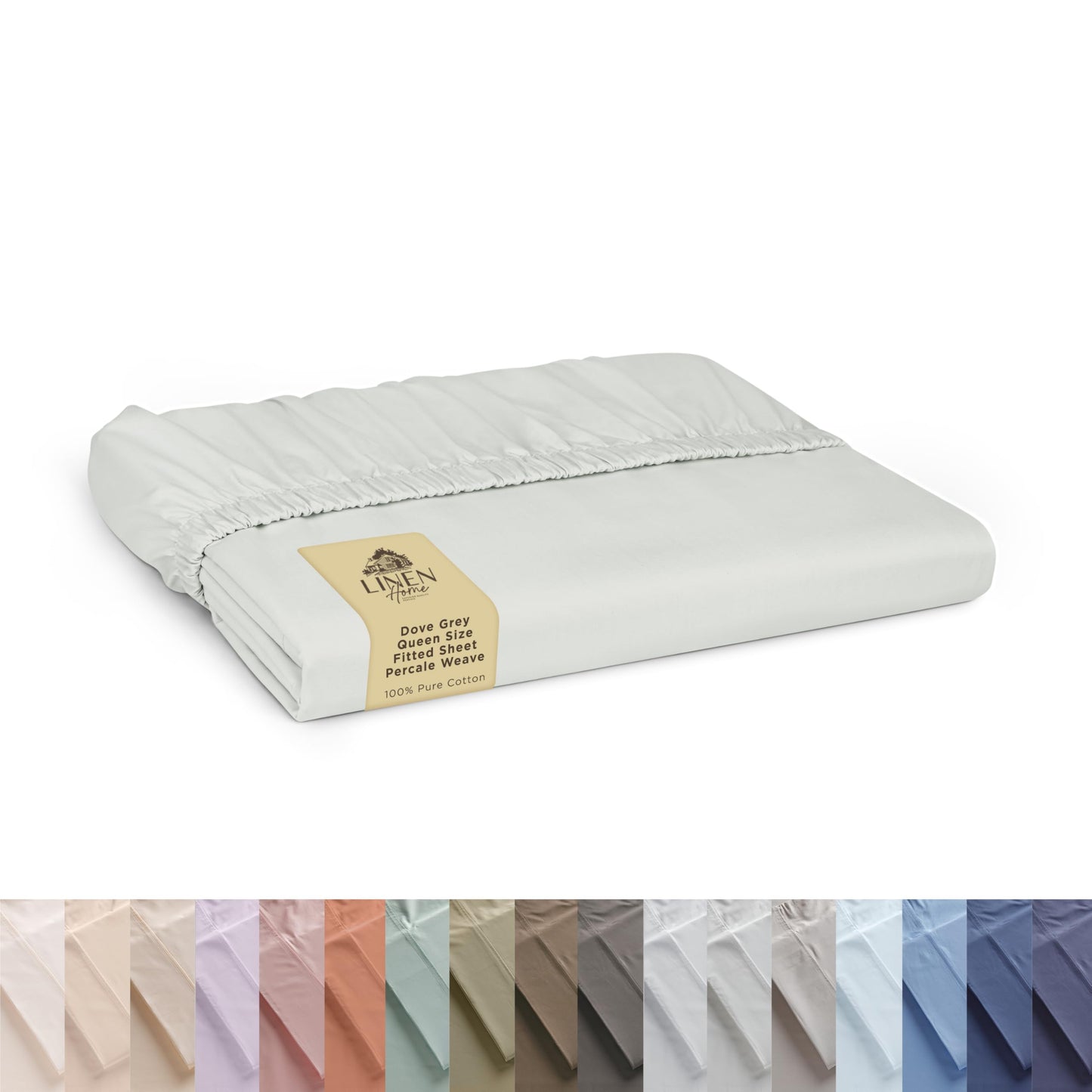 Linen Home 100% Cotton Percale Weave Fitted Sheet, Full Size, Charcoal, 1 Deep Pocket Fitted Sheet, Fits Mattress Upto 16" Crisp and Cool Strong Bed Linen, 54"X75"+15"