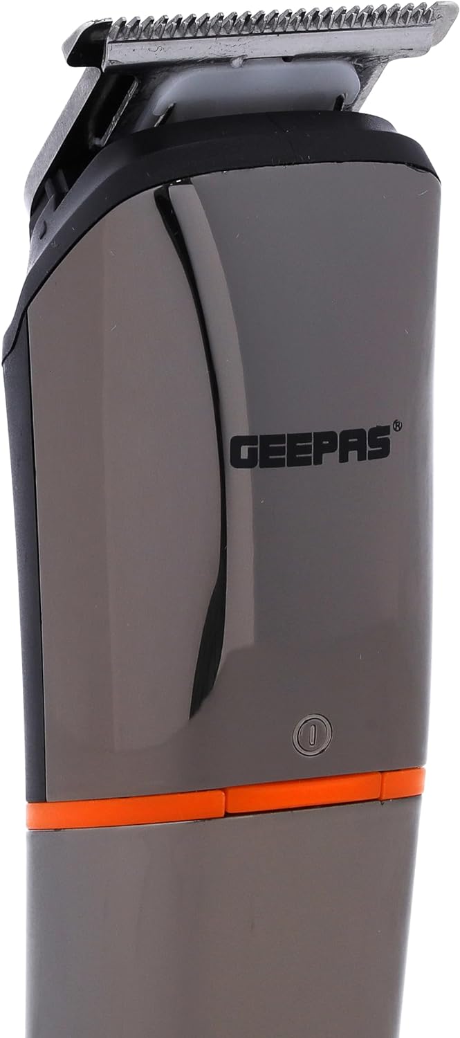 Geepas Geepas 9 In 1 Hair Trimmer 600Mah Battery Portable Cordless Hair Clippers, Grooming Kit With Stand, Digital Display Trimming Kit With 4 Interchangeable Heads For Styling Beard, Gray