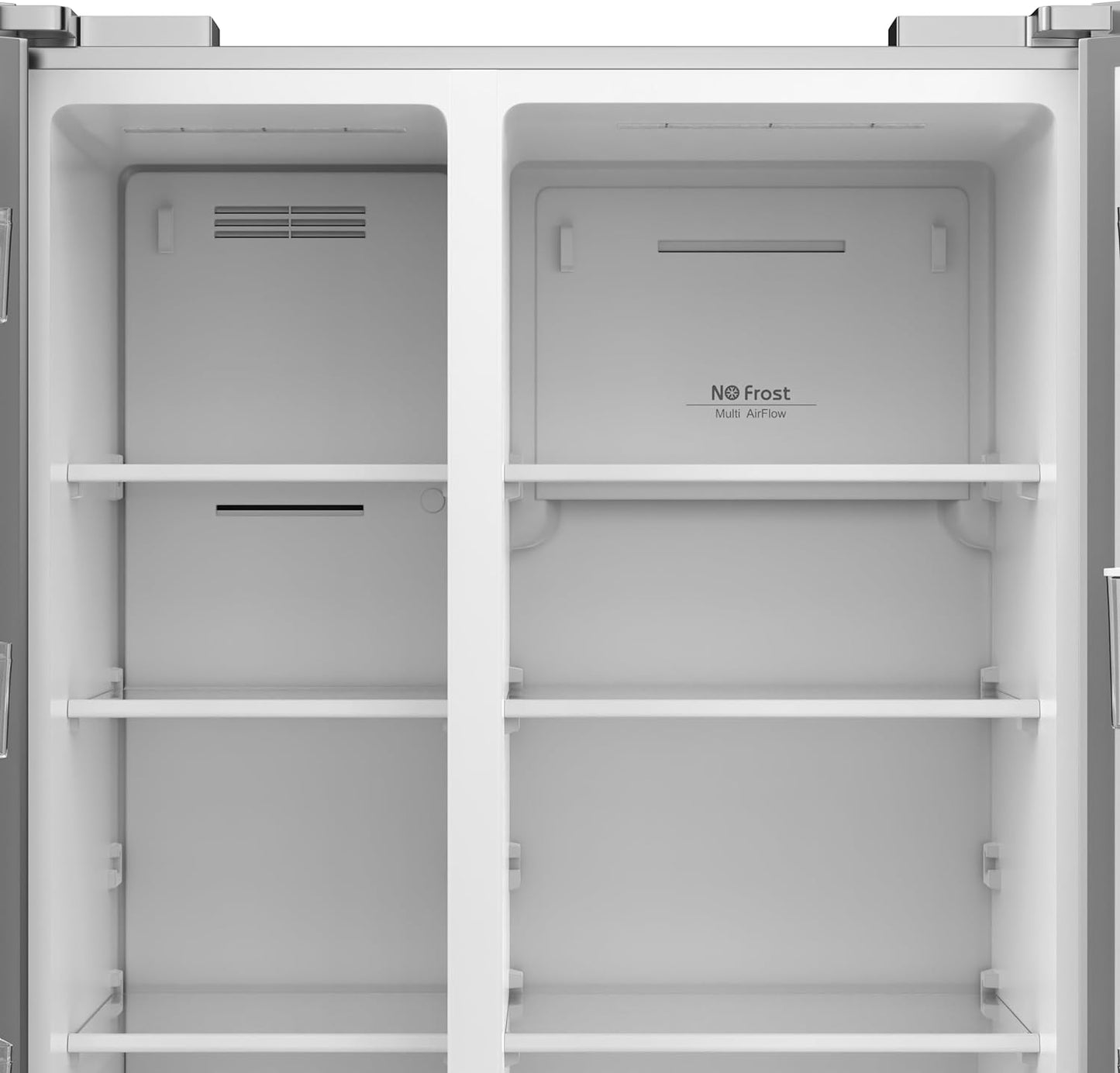 KROME 600L Gross, Side By Side Refrigerator with Multi Air Flow System, Electronic Touch Temperature Control, Door Alarm, No Frost Cooling System, 10 Year Compressor Warranty, Silver- KR-SBS601SM