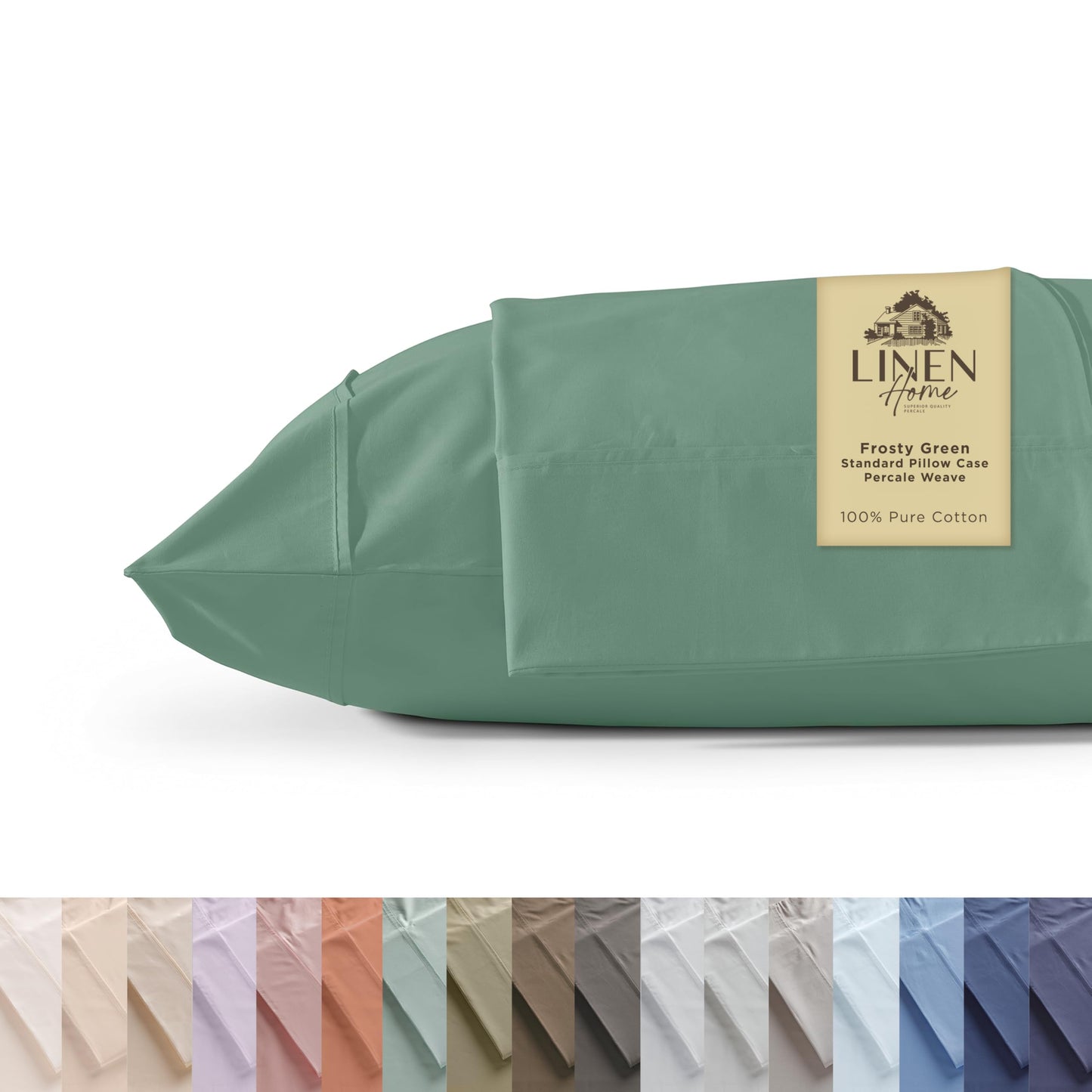 Linen Home 600 Thread Count King Pillowcase Set | 100% Long-Staple Cotton Pillow Cases | Soft & Smooth Luxury Satin Set of 2 Pillowcases | 4 Inch Z Hem | Baby Blue