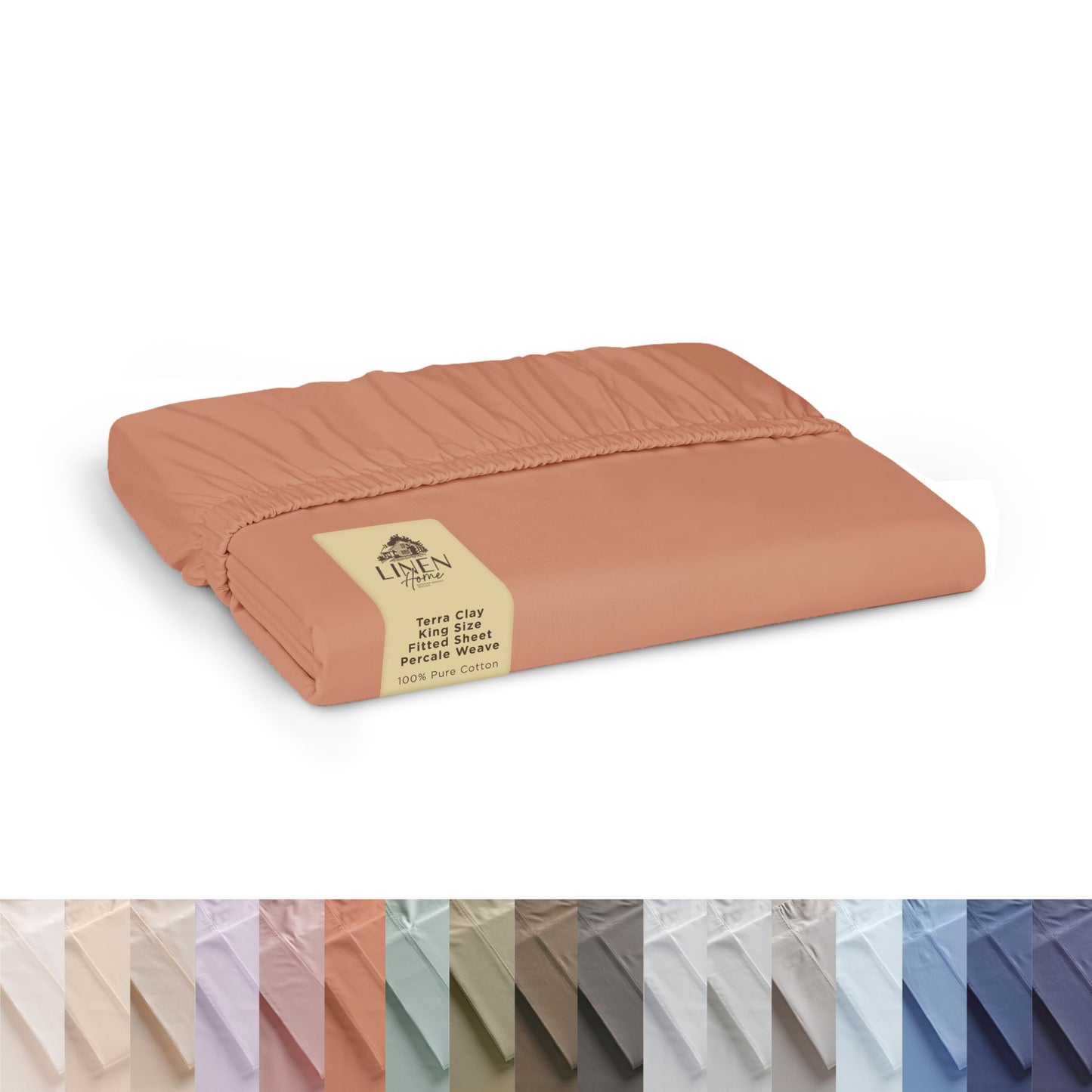 Linen Home 100% Cotton Percale Weave Fitted Sheet, Twin Size, Silver, 1 Deep Pocket Fitted Sheet, Fits Mattress Upto 16" Crisp and Cool Strong Bed Linen, 39"X75"+15"