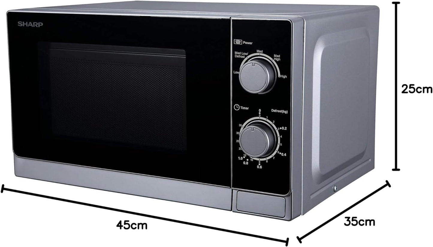 Sharp 20 Liter 800 Watts Black Finished Door Microwave Oven with Defrost Function Size (L x W x H) 45 x 25 x 35 cm R-20CT(S) Silver 1 year warranty.
