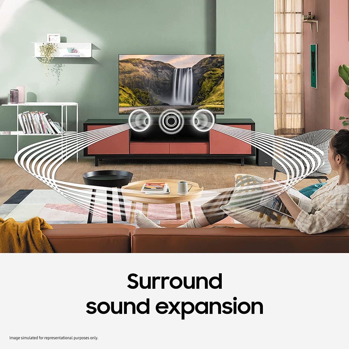 Samsung Q-Symphony soundbar (HW-Q700B) with 3 Channels, 1 subwoofer Channel, and 2 up-Firing Channels, Dolby True HD with Google & Alexa Smart Speaker (Black)