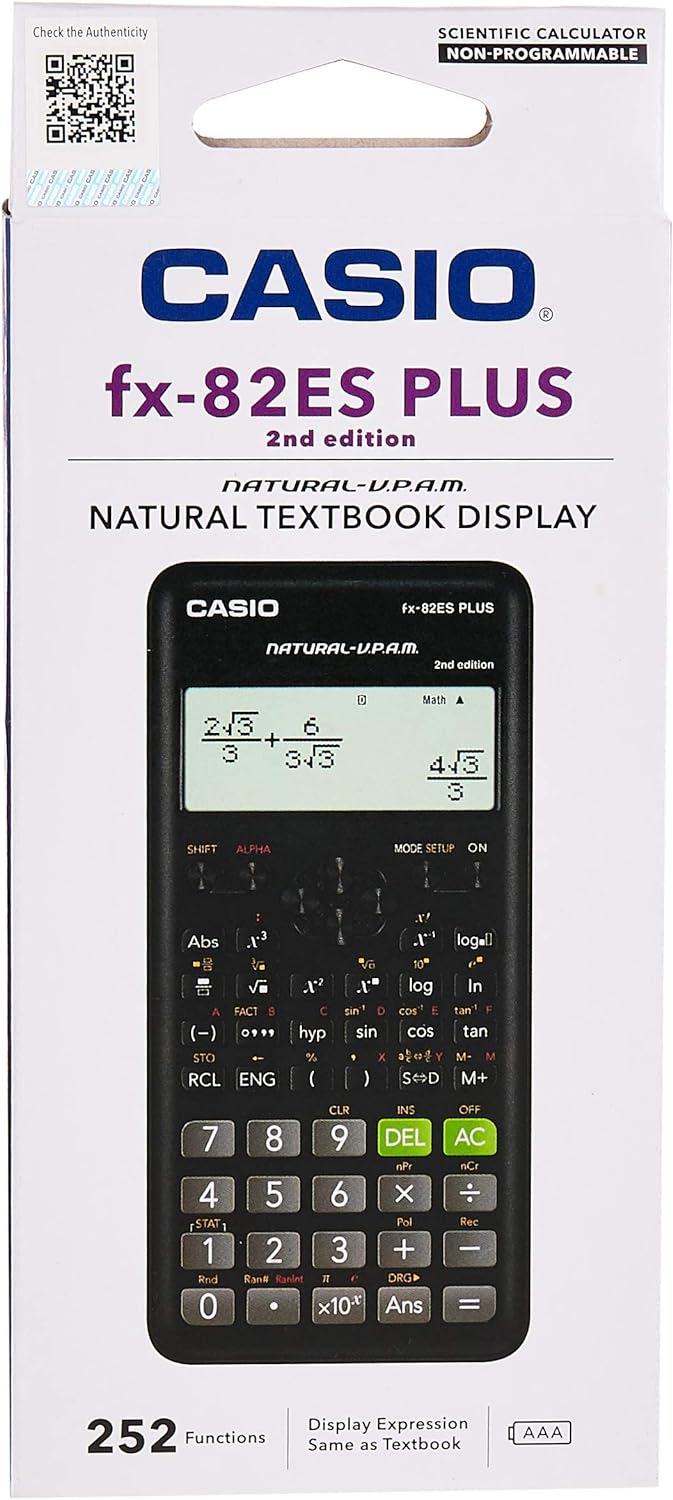 Casio FX82ES Plus Black Display Scientific Calculator with 252 Functions