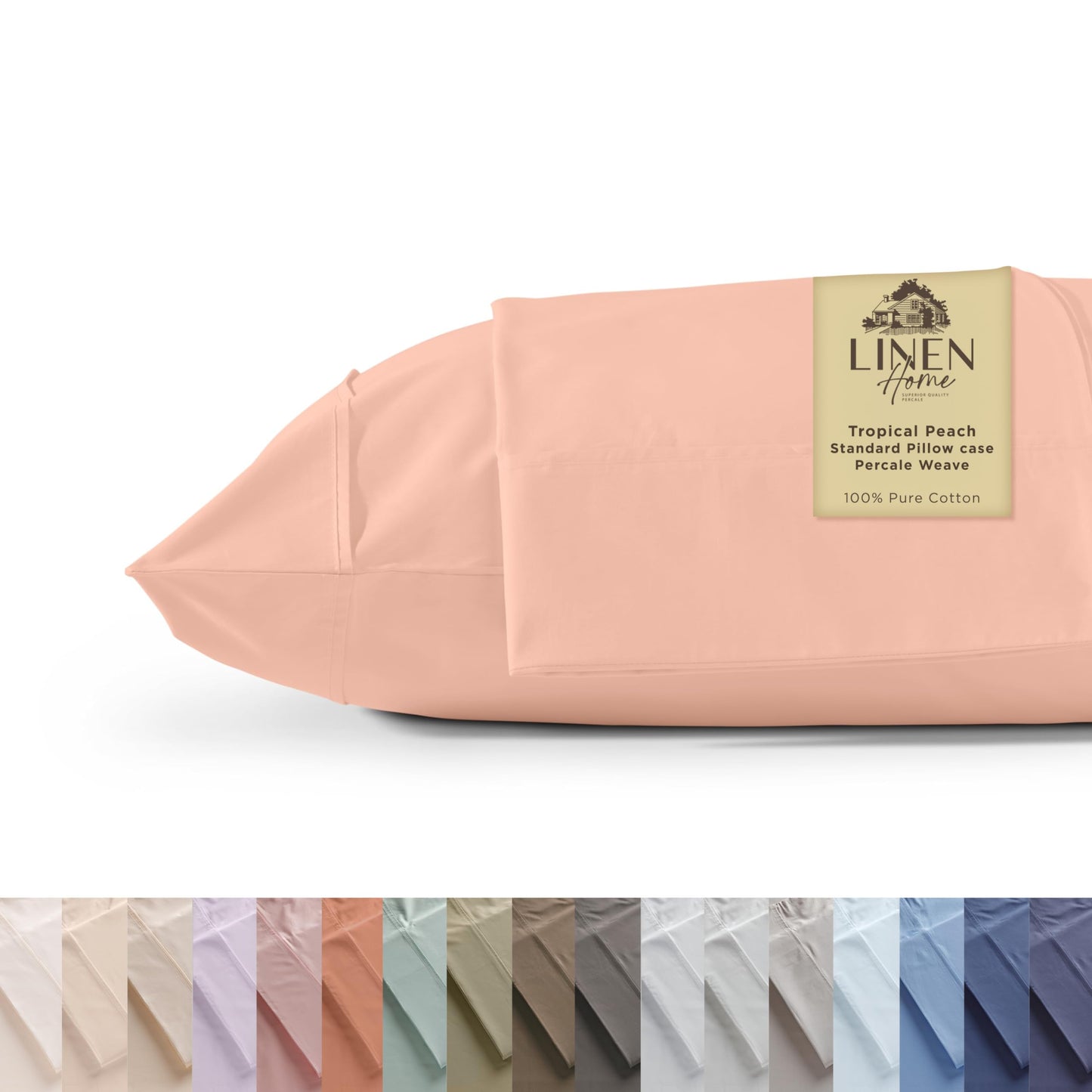 Linen Home 600 Thread Count Queen Pillowcase Set | 100% Long-Staple Cotton Pillow Cases | Soft & Smooth Luxury Satin Set of 2 Pillowcases | 4 Inch Z Hem | Baby Blue