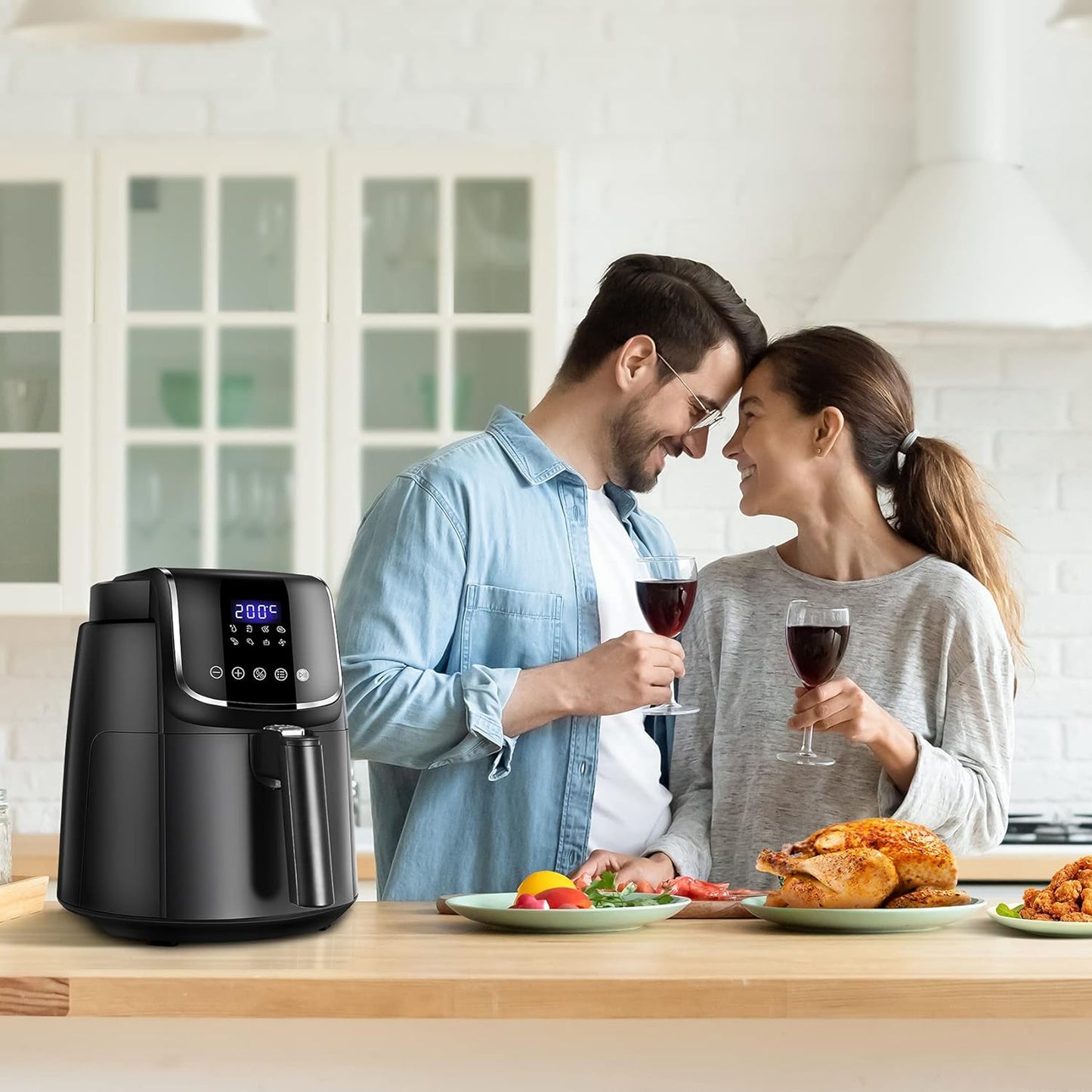 Midea 7.3L Extra Large Digital Air Fryer 1500W with Large See-Through Window, Dual Frying Functions, 8 Functions with Digital Panel, Dual Cyclone Rapid Hot Technology, Largest Oil Less Fryer, MFCY75A2