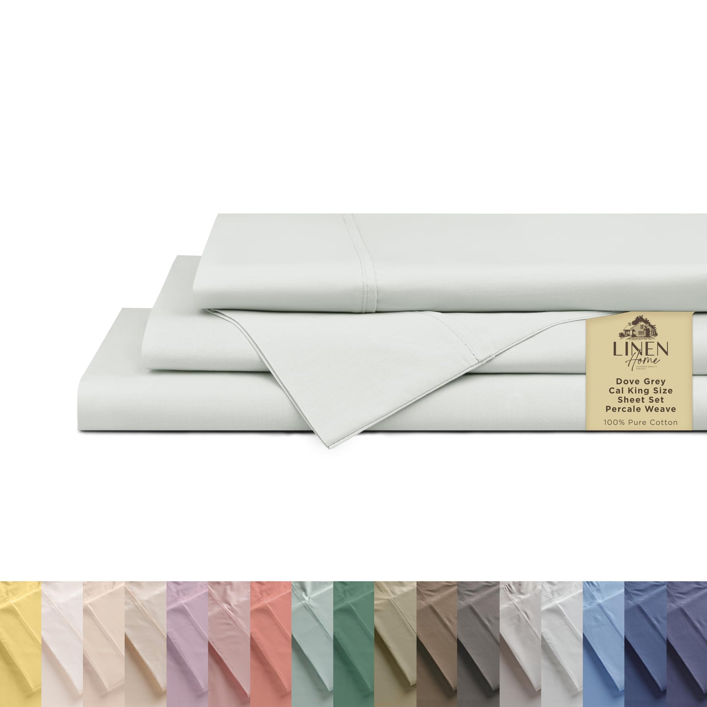 Linen Home 100% Cotton Percale Sheets King Size, White, Deep Pocket, 4 Pieces Set - 1 Flat, 1 Deep Pocket Fitted Sheet and 2 Pillowcases, Crisp Cool and Strong Bed Linen
