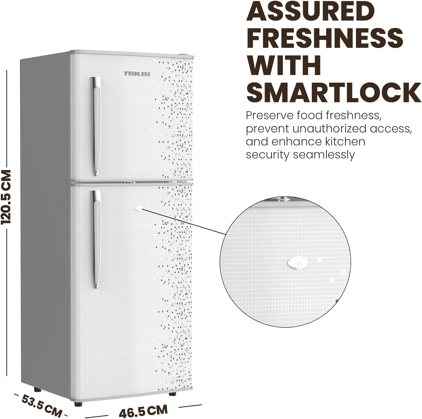 Nikai 170L Gross/112L Net, Double Door Refrigerator with Vegetable Crisper & Adjustable Glass Shelves, Defrosting & Temperature Control, Ideal for Kitchen, Bedroom, Office & Hotels - NRF170DN3M Silver